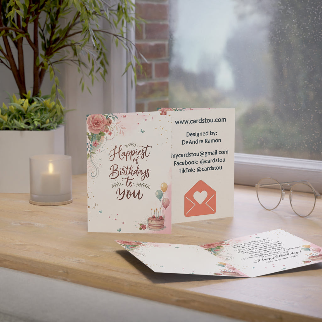 Birthday Greeting Cards – Custom Floral Designs (1, 10, 30, 50 pcs)