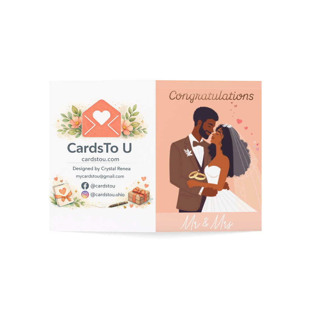 Wedding Congratulations Greeting Card – 'Congratulations Mr & Mrs' (Single or Bulk Packs)