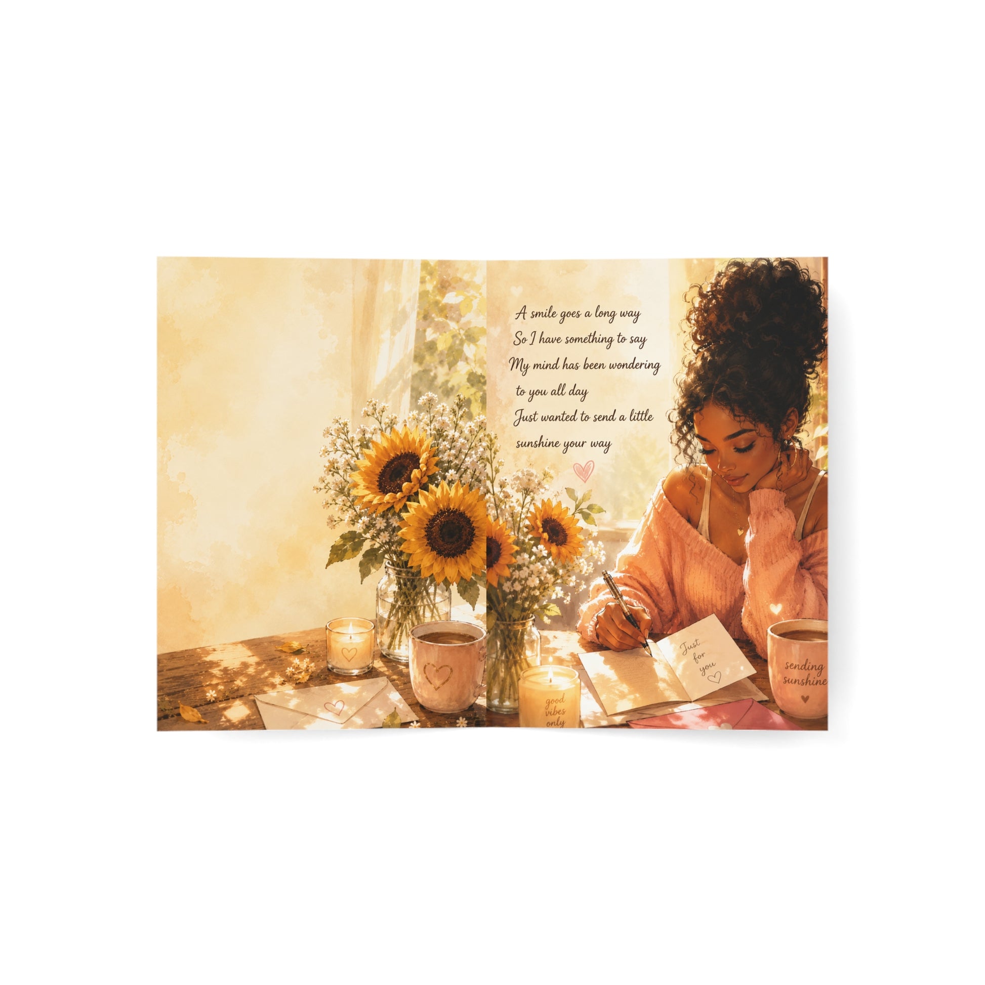 Just a Little Sunshine Greeting Cards — Thinking of You Sunflower Card (Pack of 1, 10, 30, 50)