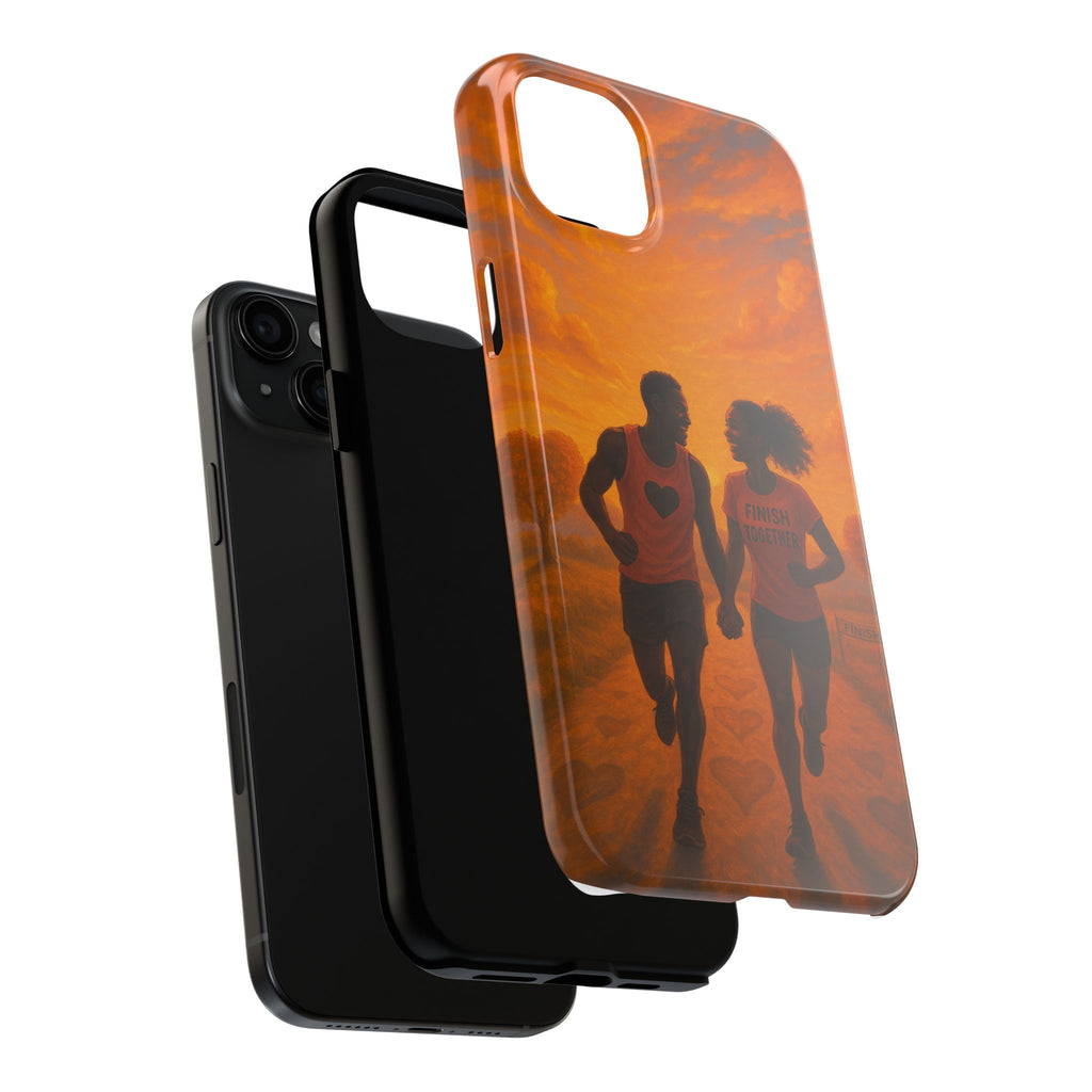 Couples Running Phone Case, Tough Phone Cover, Sports Gift for Her, Motivational Case for Active Life, Runner's Phone Protector