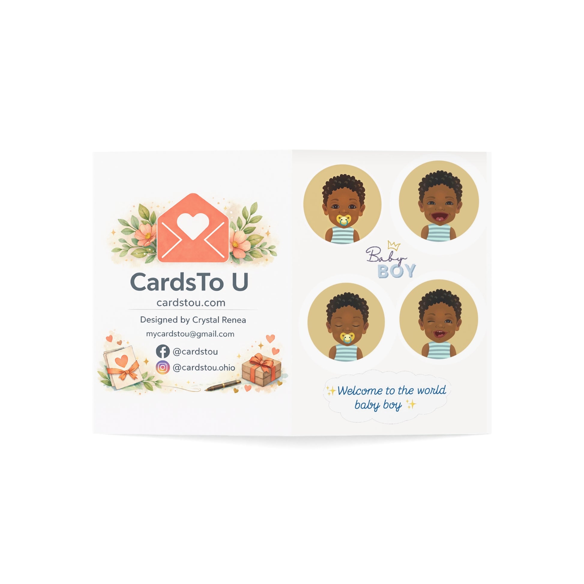 Baby Boy Greeting Cards — Welcome to the World (1, 10, 30, 50 pcs)