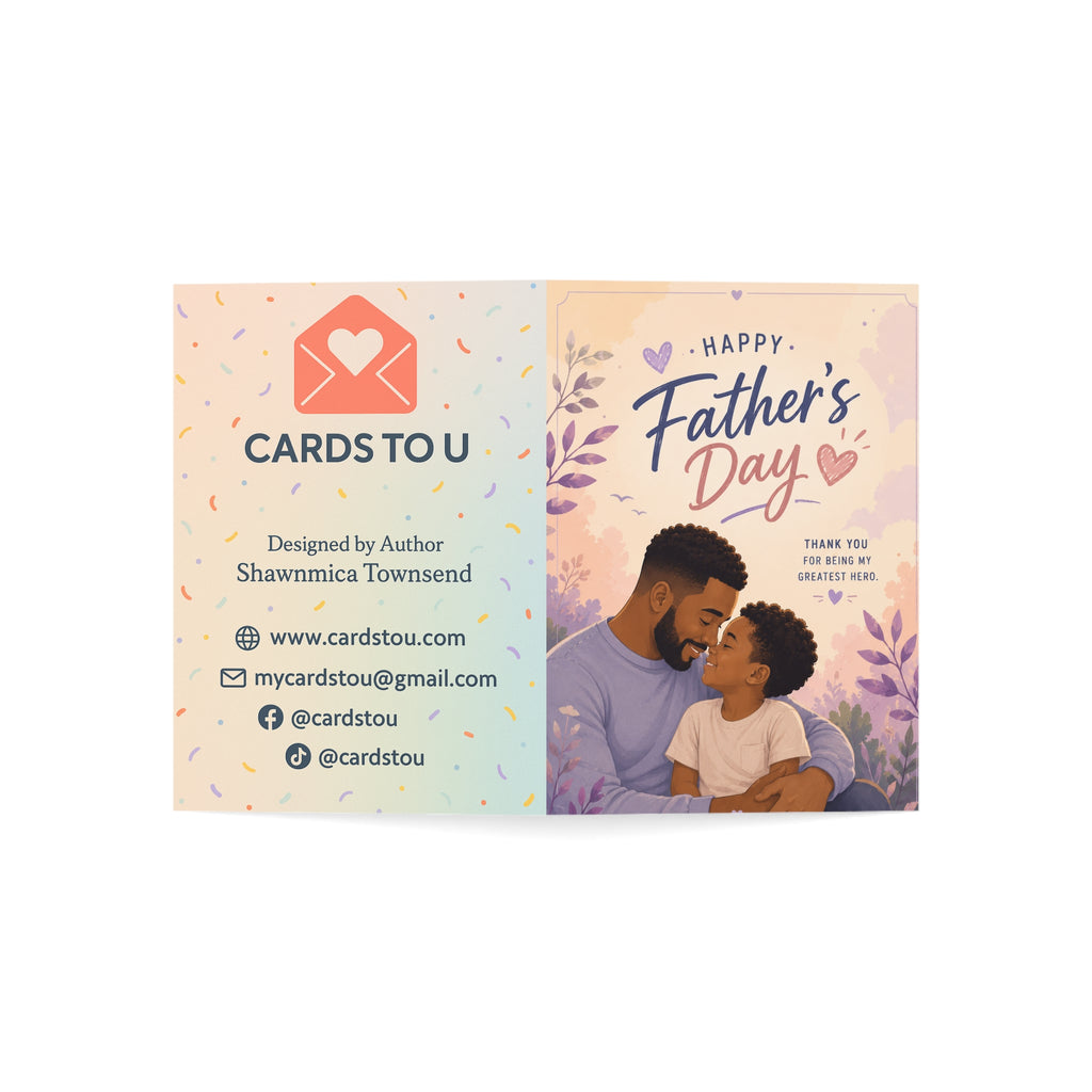 Father's Day Greeting Card — 'Happy Father's Day' Illustrated Dad & Son Card (Pack of 1/10/30/50)