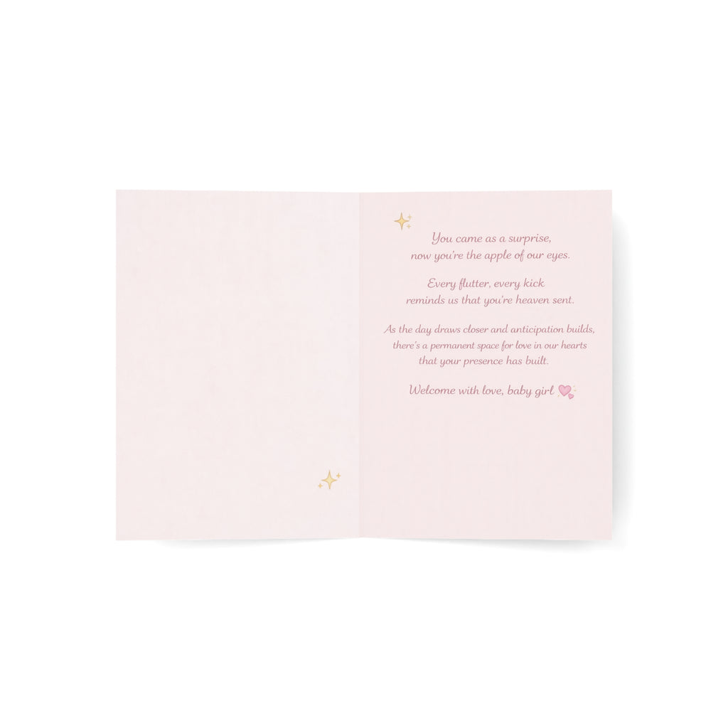 Baby Girl Welcome Greeting Card – Newborn Congratulations Card (Pack of 1/10/30/50)