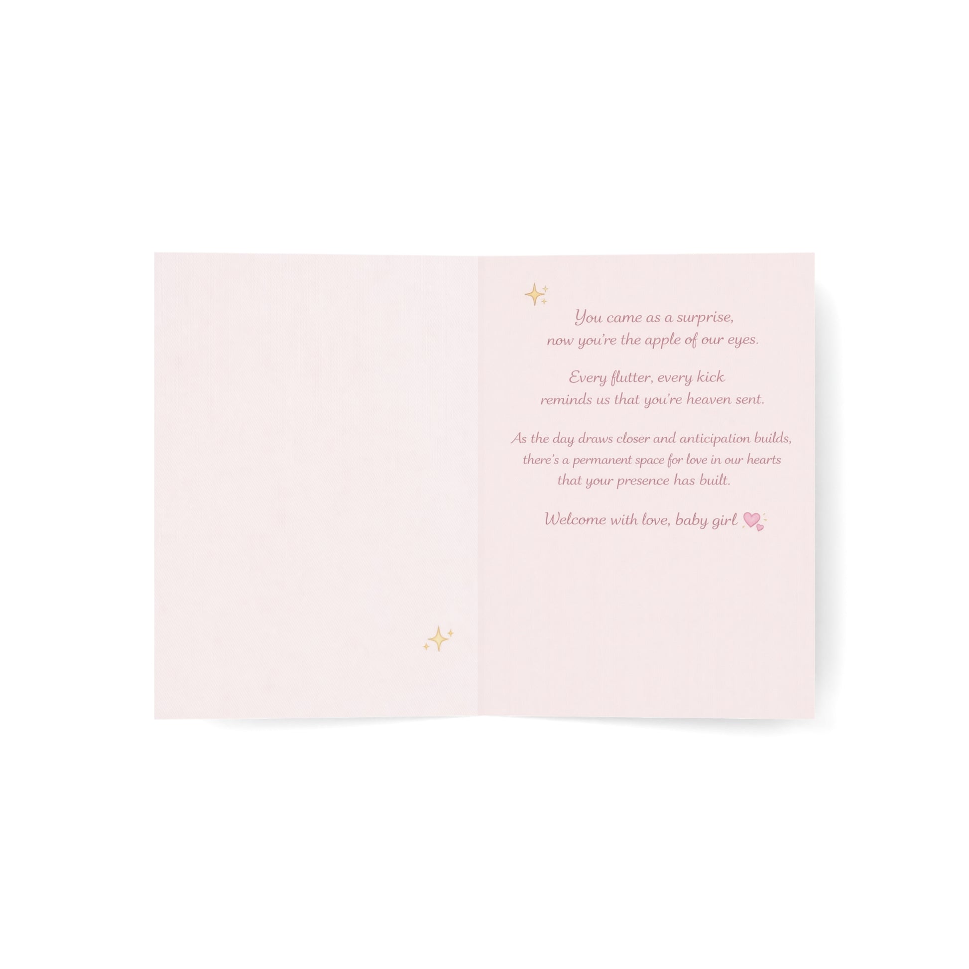 Baby Girl Welcome Greeting Card – Newborn Congratulations Card (Pack of 1/10/30/50)