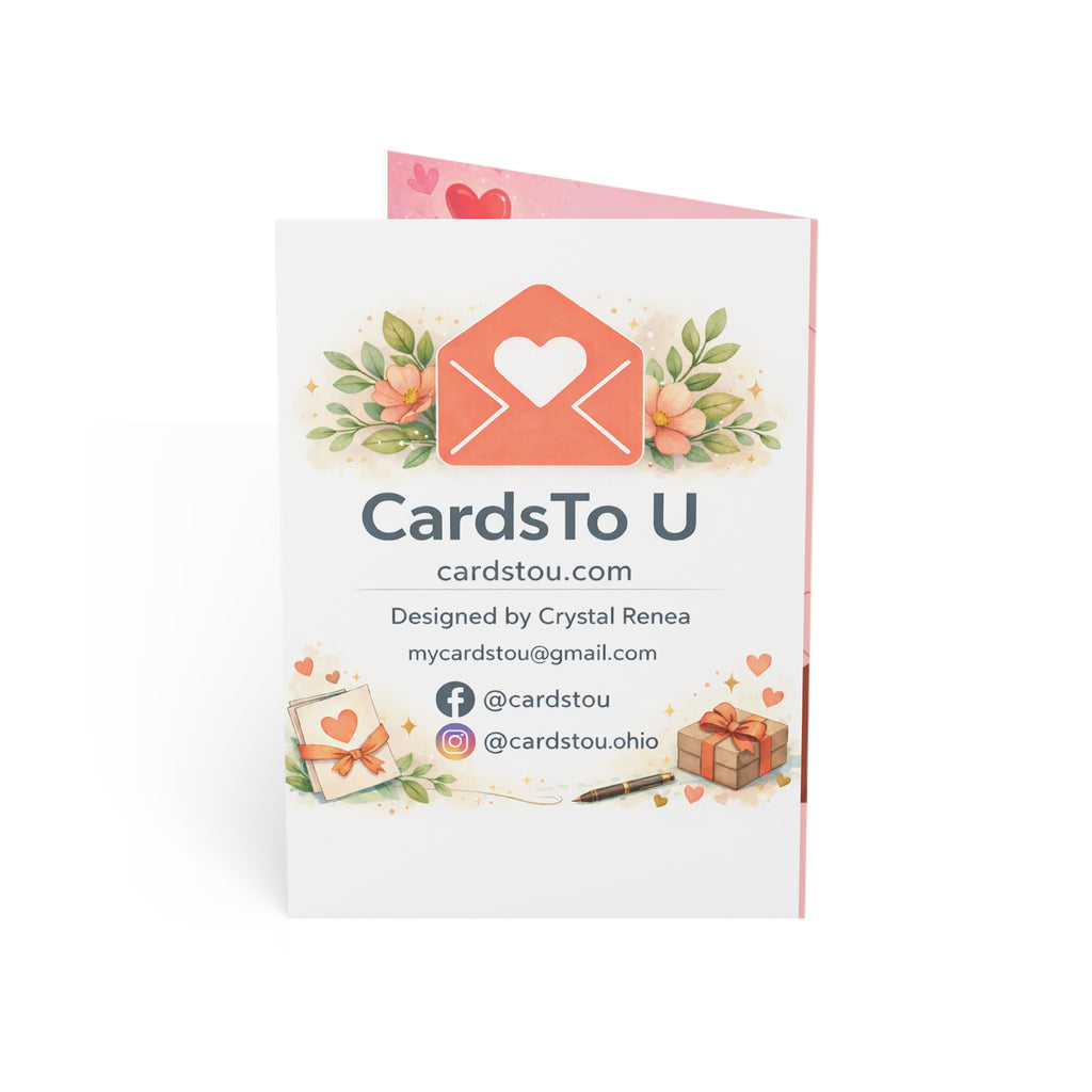 Pink Heart Greeting Card — “Here’s My Heart” Love Note (Pack of 1/10/30/50)
