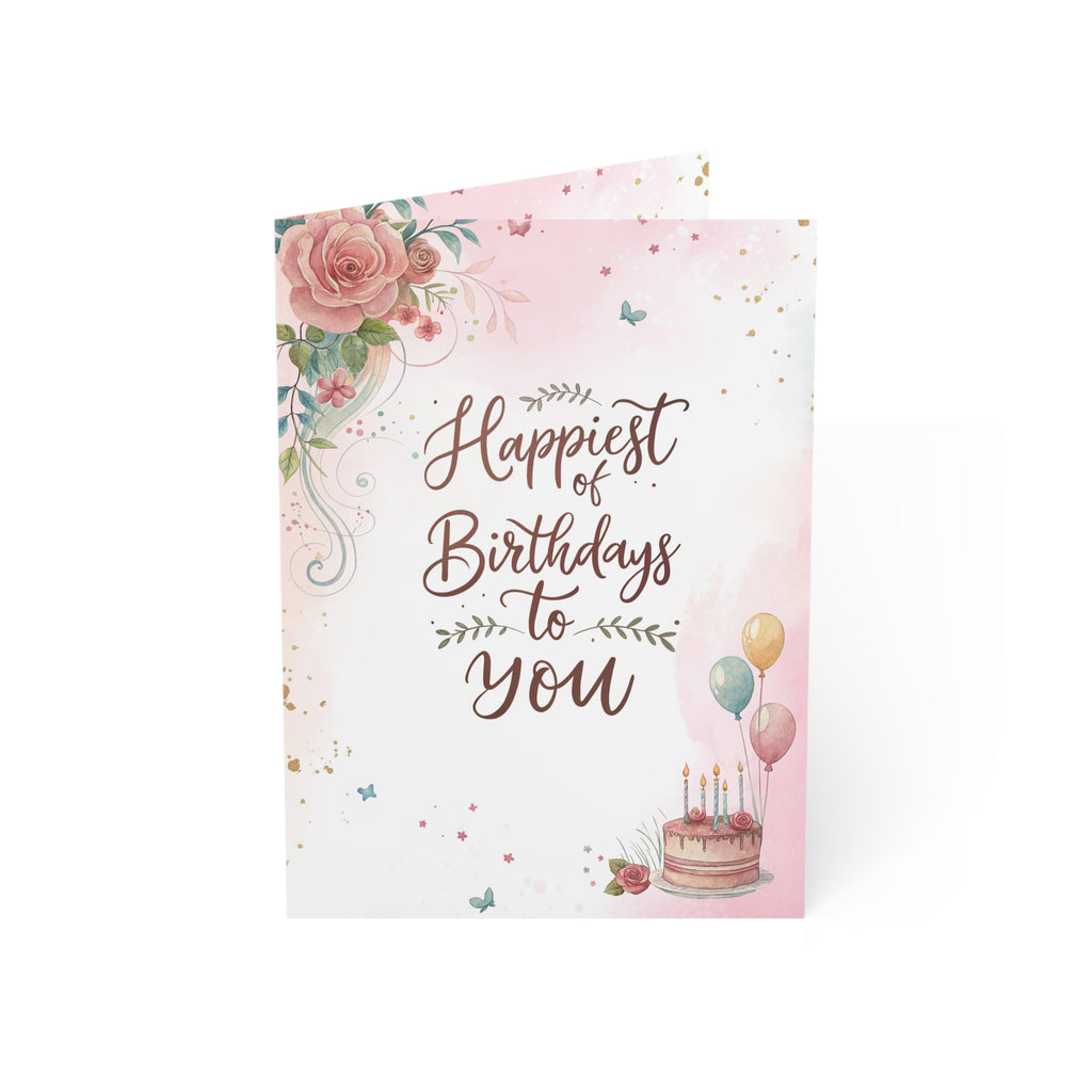 Birthday Greeting Cards Set, Customizable Occasion Cards, Floral Design for Celebrations, Pack of 1, 10, 30, 50