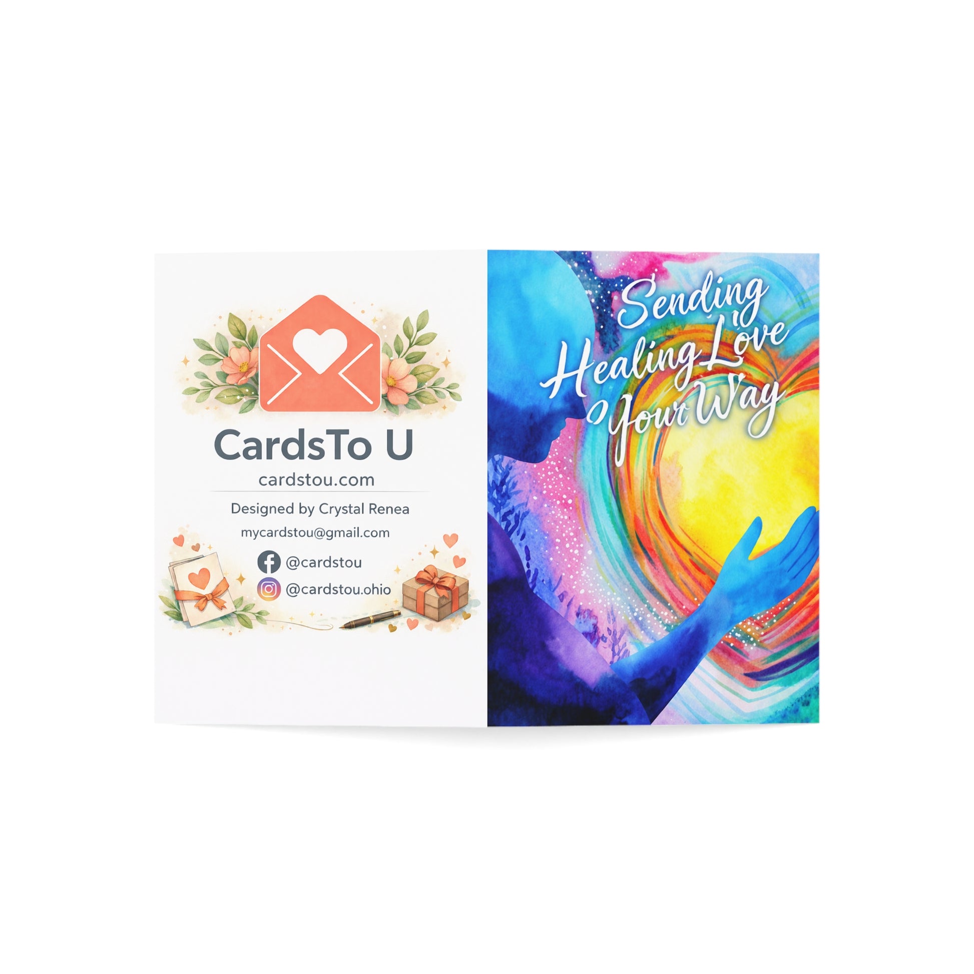 Healing Love Greeting Card — "Sending Healing Love Your Way" Sympathy & Support Note Cards (1/10/30/50 pcs)