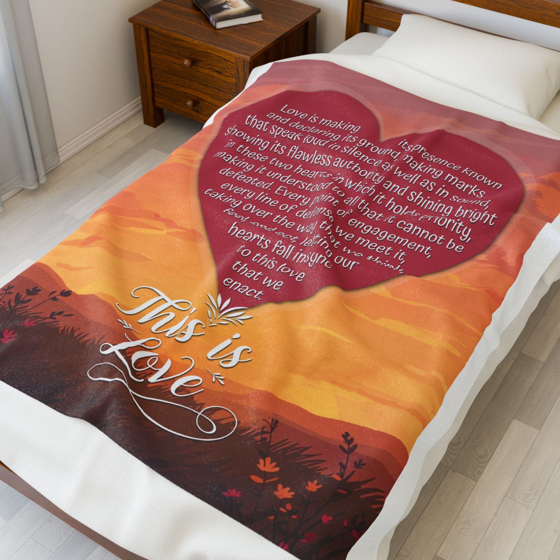 Romantic Velveteen Plush Blanket, Cozy Throw for Couples, Perfect for Anniversaries, Engagements, and Date Nights, Inspirational Home Decor