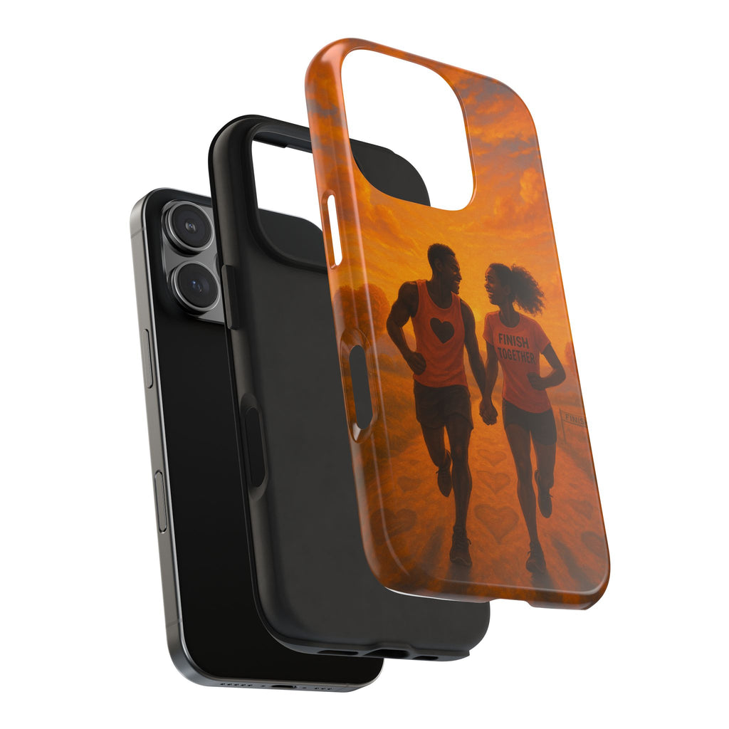Couples Running Phone Case, Tough Phone Cover, Sports Gift for Her, Motivational Case for Active Life, Runner's Phone Protector