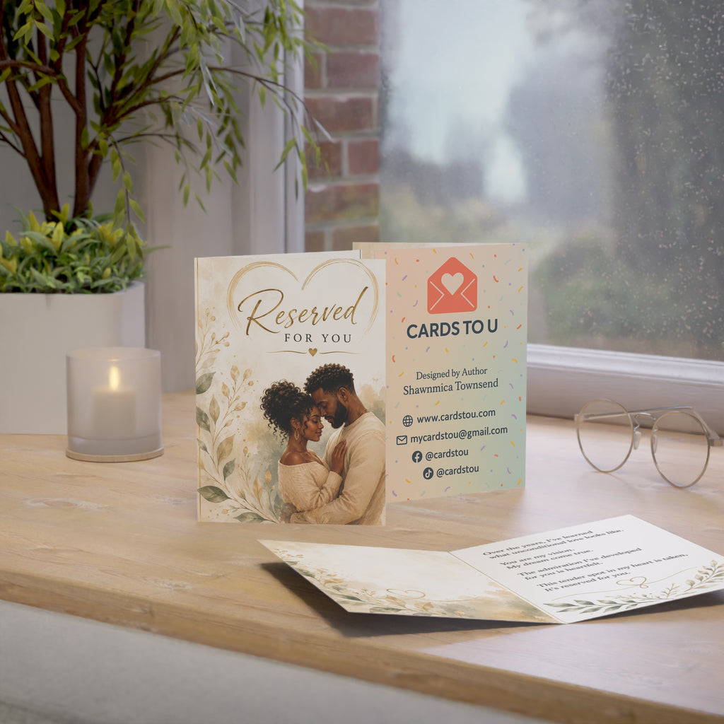 Reserved for You Greeting Card — Romantic Couple Blank Note (Pack of 1, 10, 30, 50)