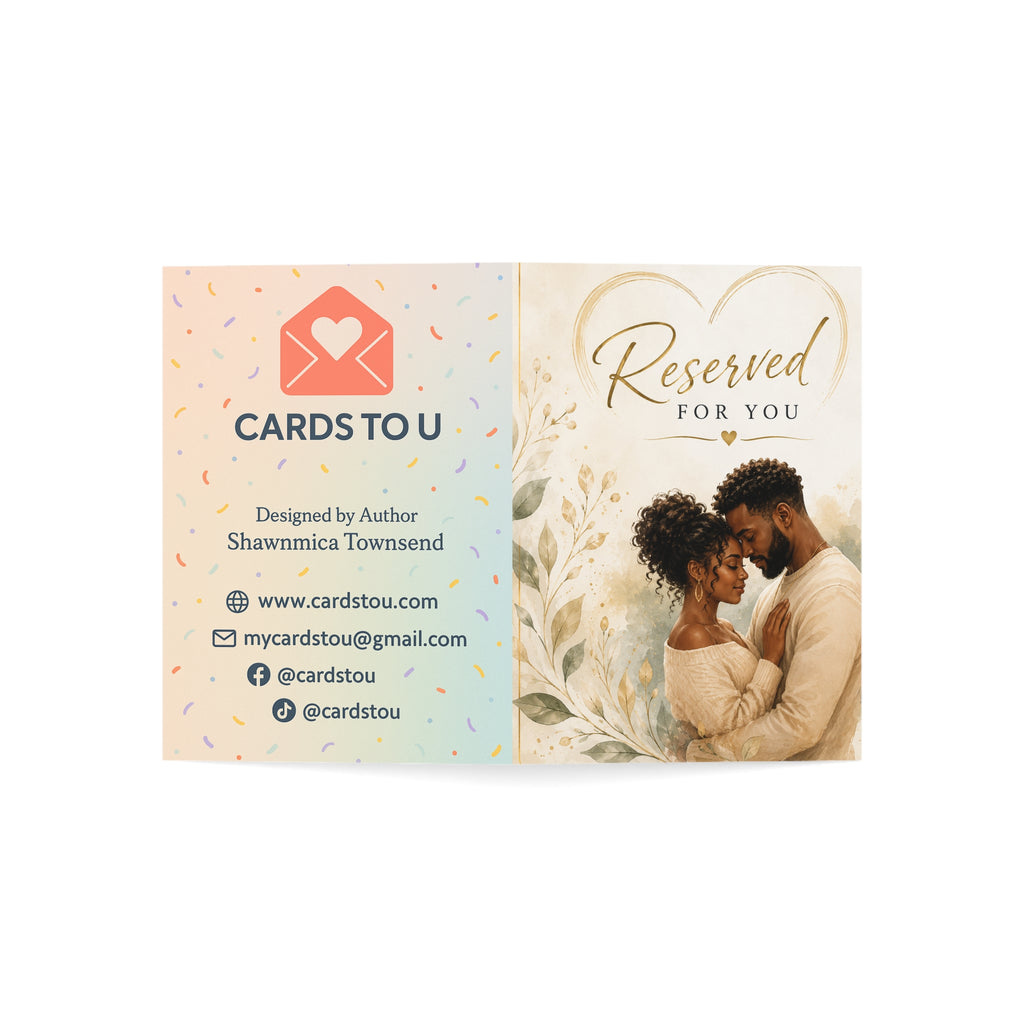 Reserved for You Greeting Card — Romantic Couple Blank Note (Pack of 1, 10, 30, 50)