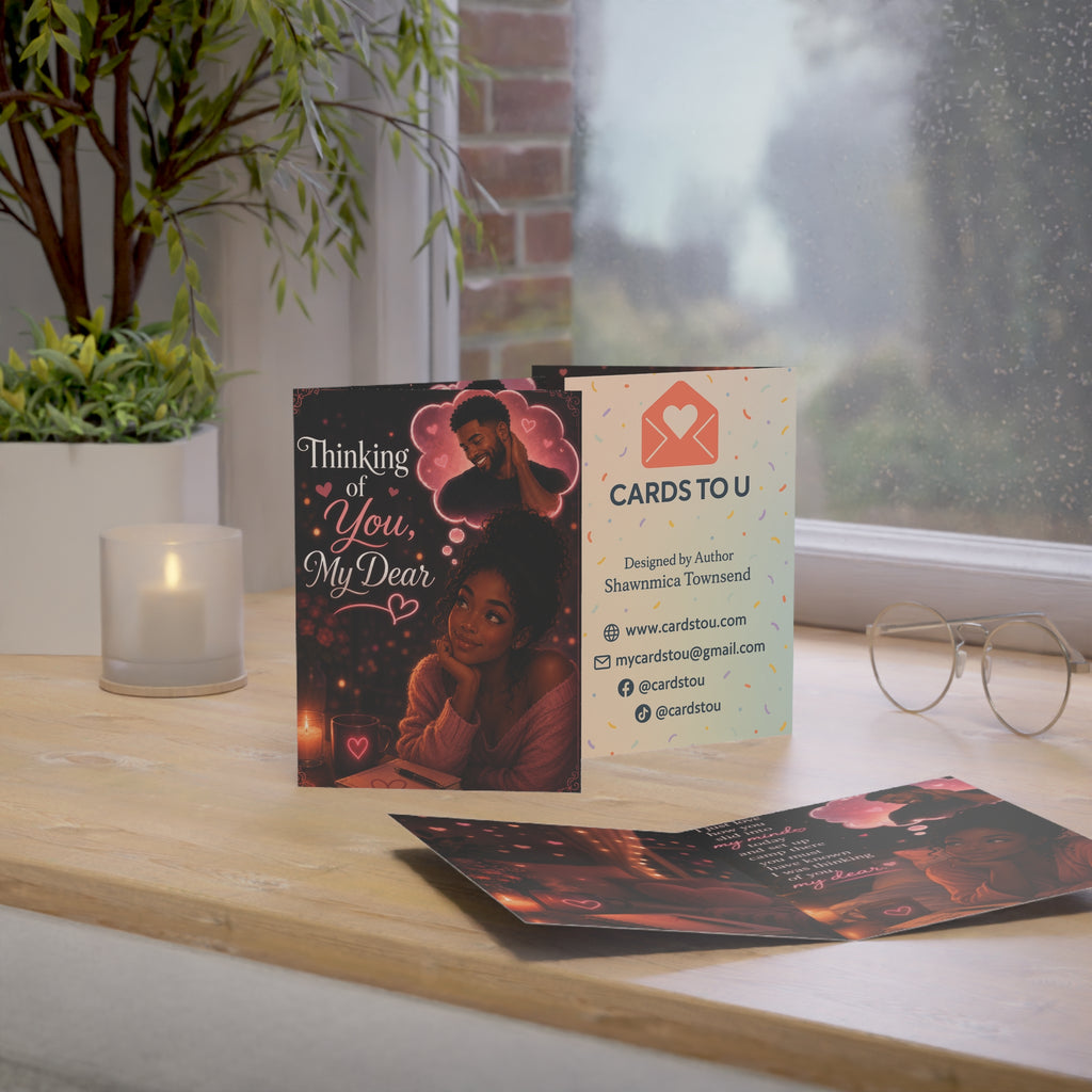 Thinking of You Greeting Card — Romantic 'Thinking of You, My Dear' Note (1/10/30/50 pcs)