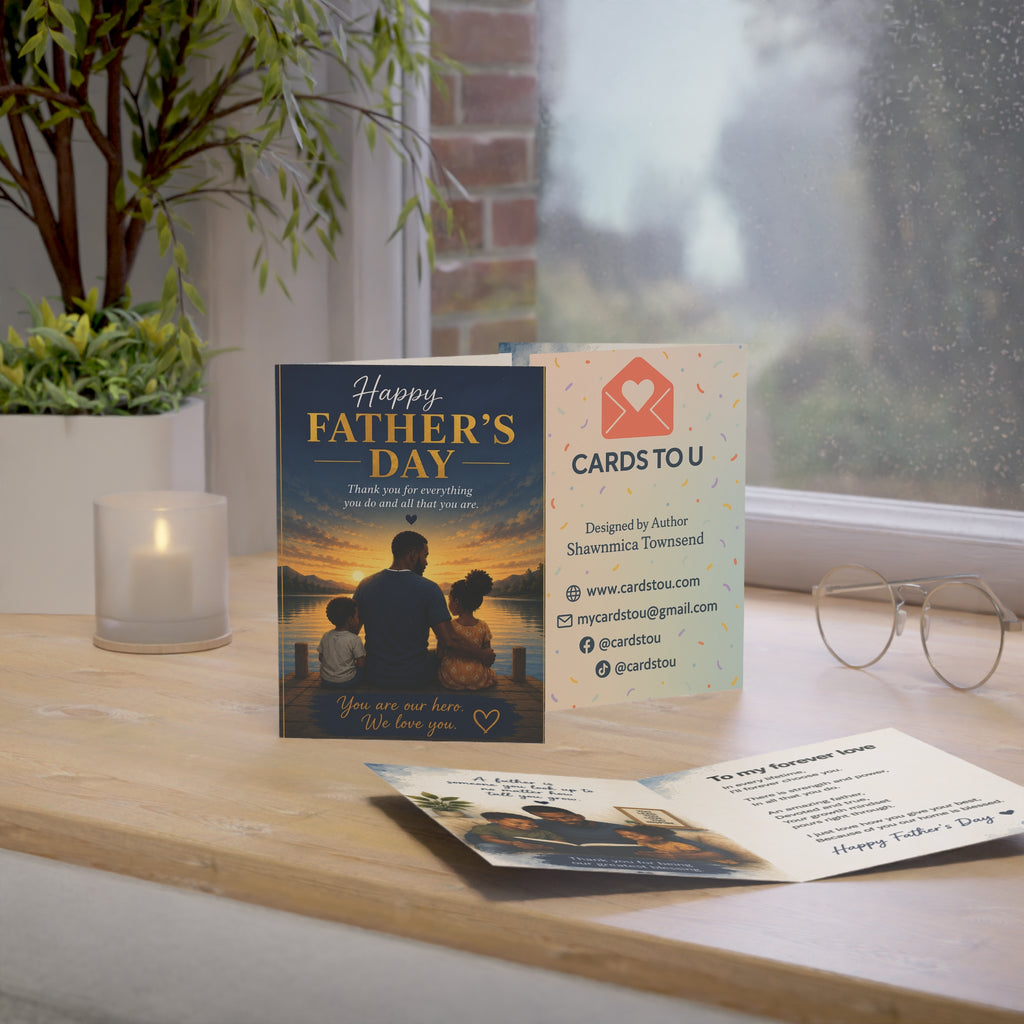 Happy Father’s Day Greeting Card — Sentimental Sunset Design (1/10/30/50 pcs)