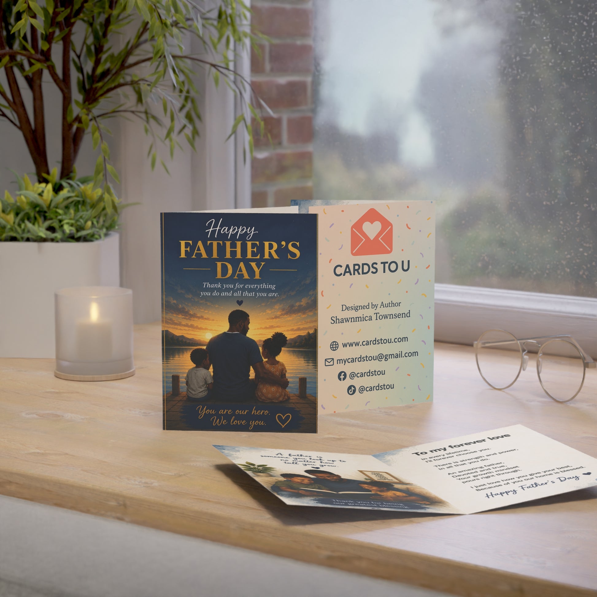 Happy Father’s Day Greeting Card — Sentimental Sunset Design (1/10/30/50 pcs)