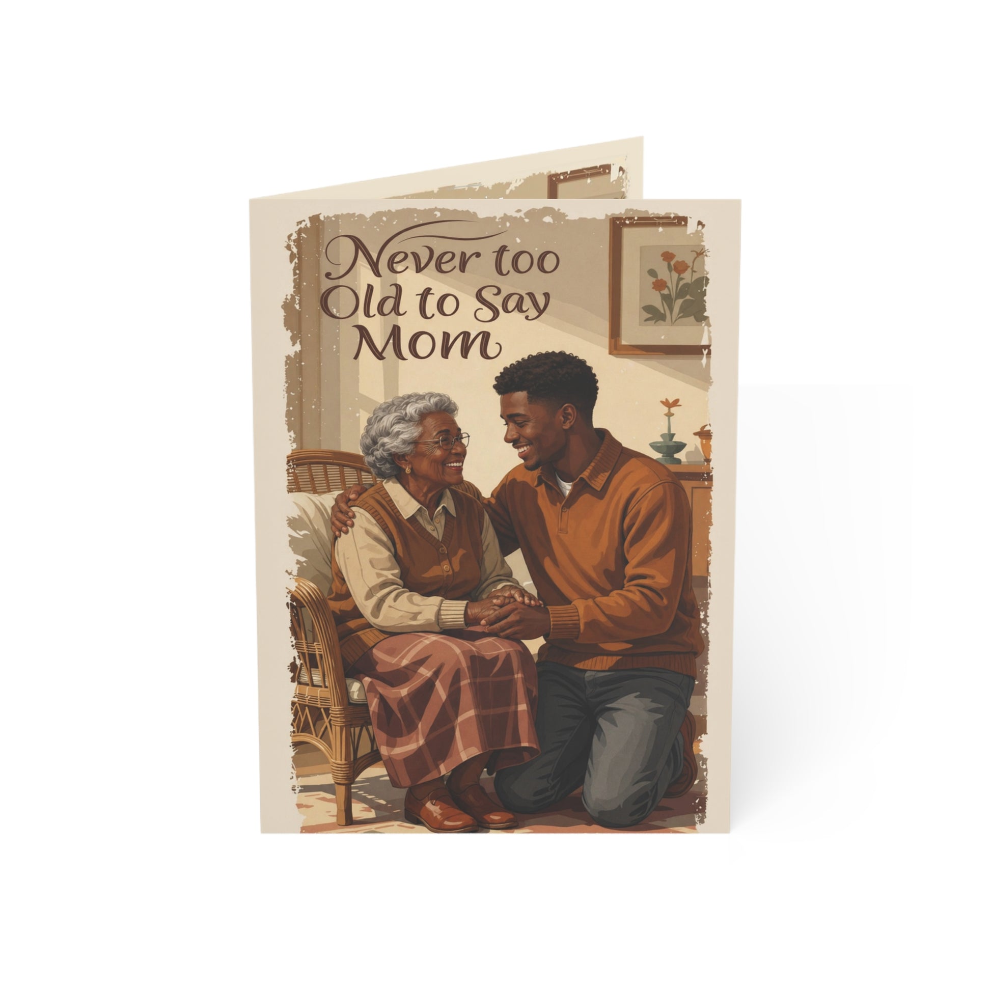 Greeting Card — "Never Too Old to Say Mom" Vintage Mother's Day Card (1/10/30/50 pcs)