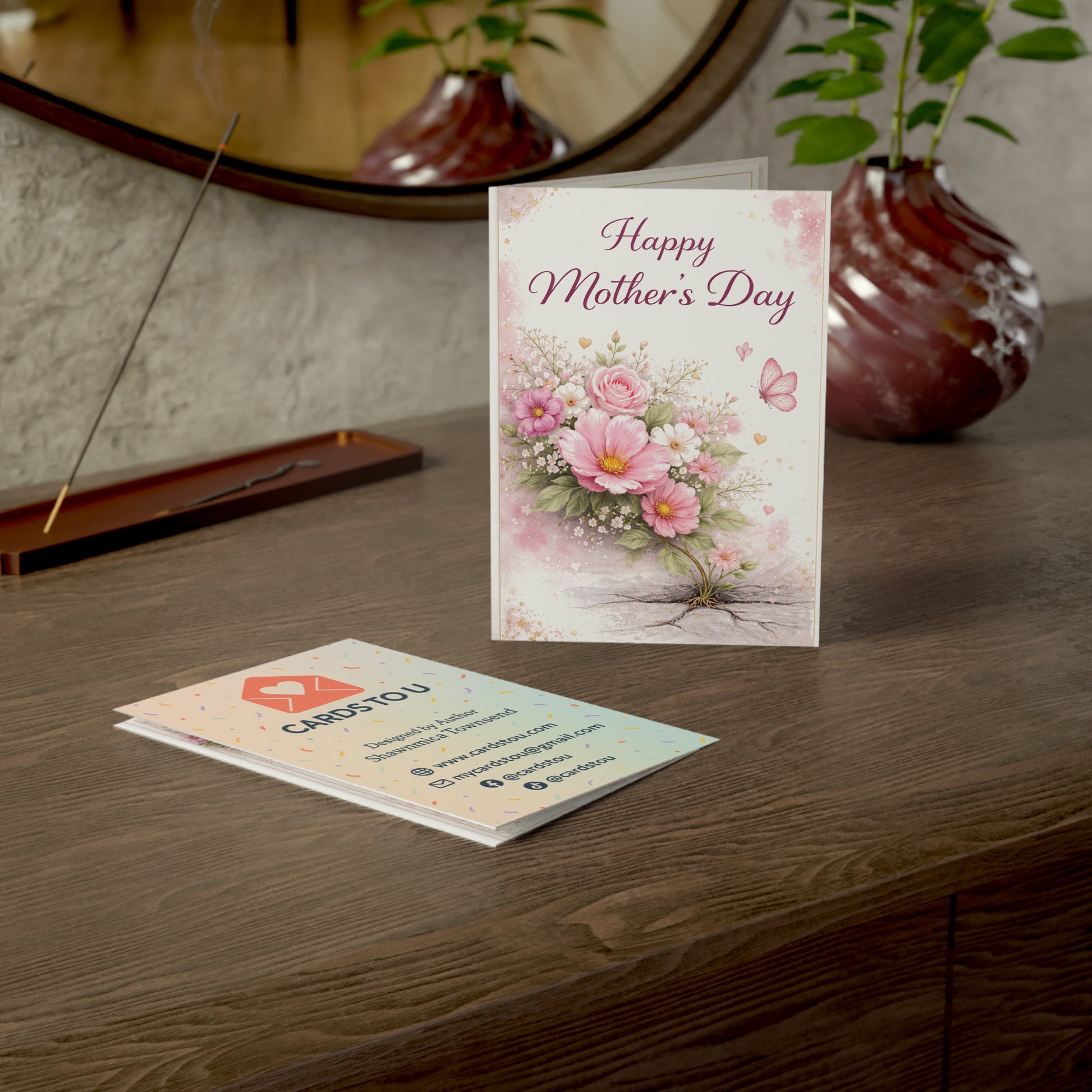Mother's Day Greeting Cards – Pink Floral 'Happy Mother's Day' Pack (1/10/30/50 pcs)