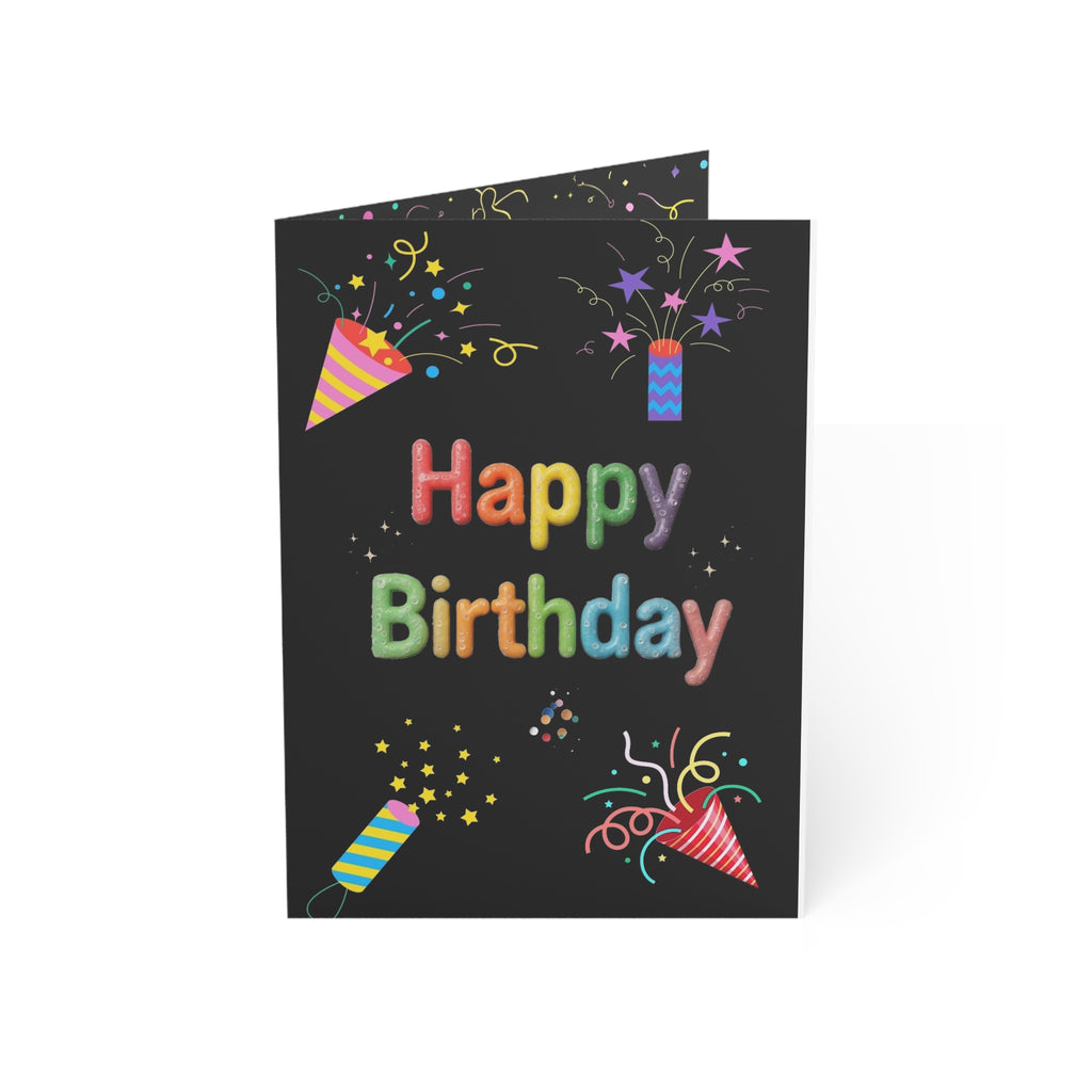 Happy Birthday Confetti Greeting Card — Colorful Party Design (Single or Bulk Packs)