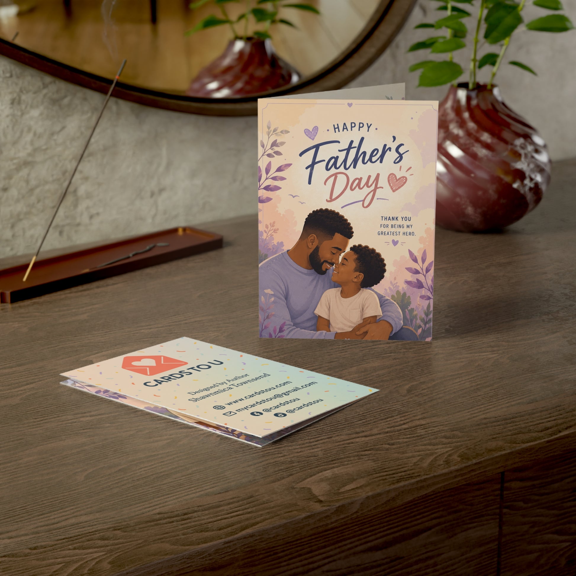 Father's Day Greeting Card — 'Happy Father's Day' Illustrated Dad & Son Card (Pack of 1/10/30/50)