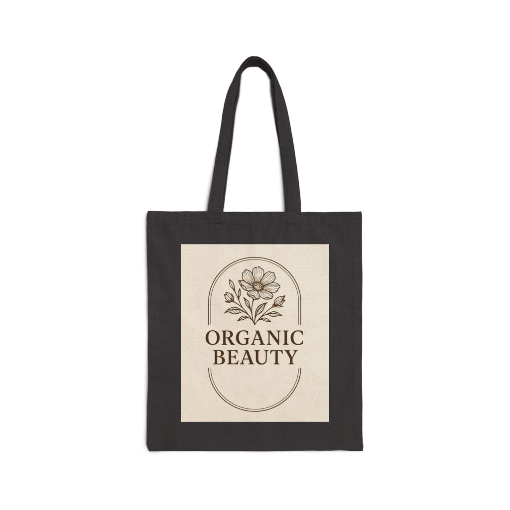 Organic Beauty Tote Bag — Canvas Eco Market Bag with Floral Logo