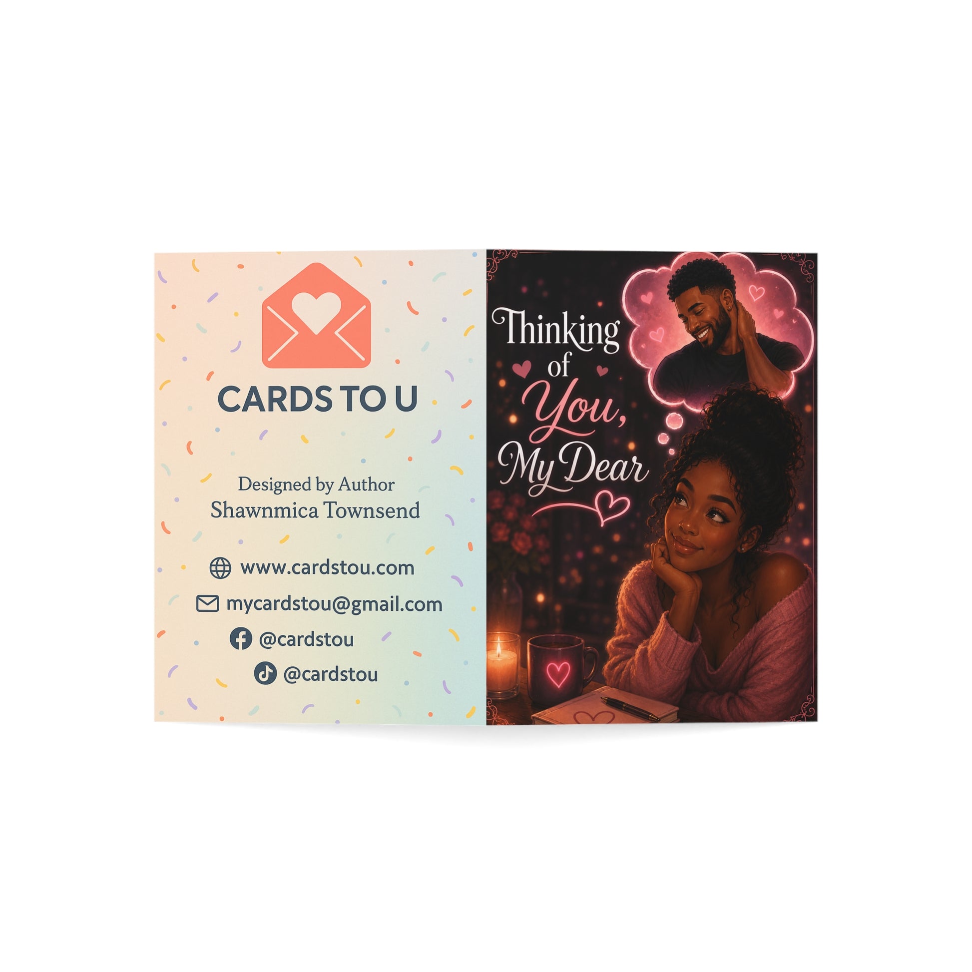 Thinking of You Greeting Card — Romantic 'Thinking of You, My Dear' Note (1/10/30/50 pcs)