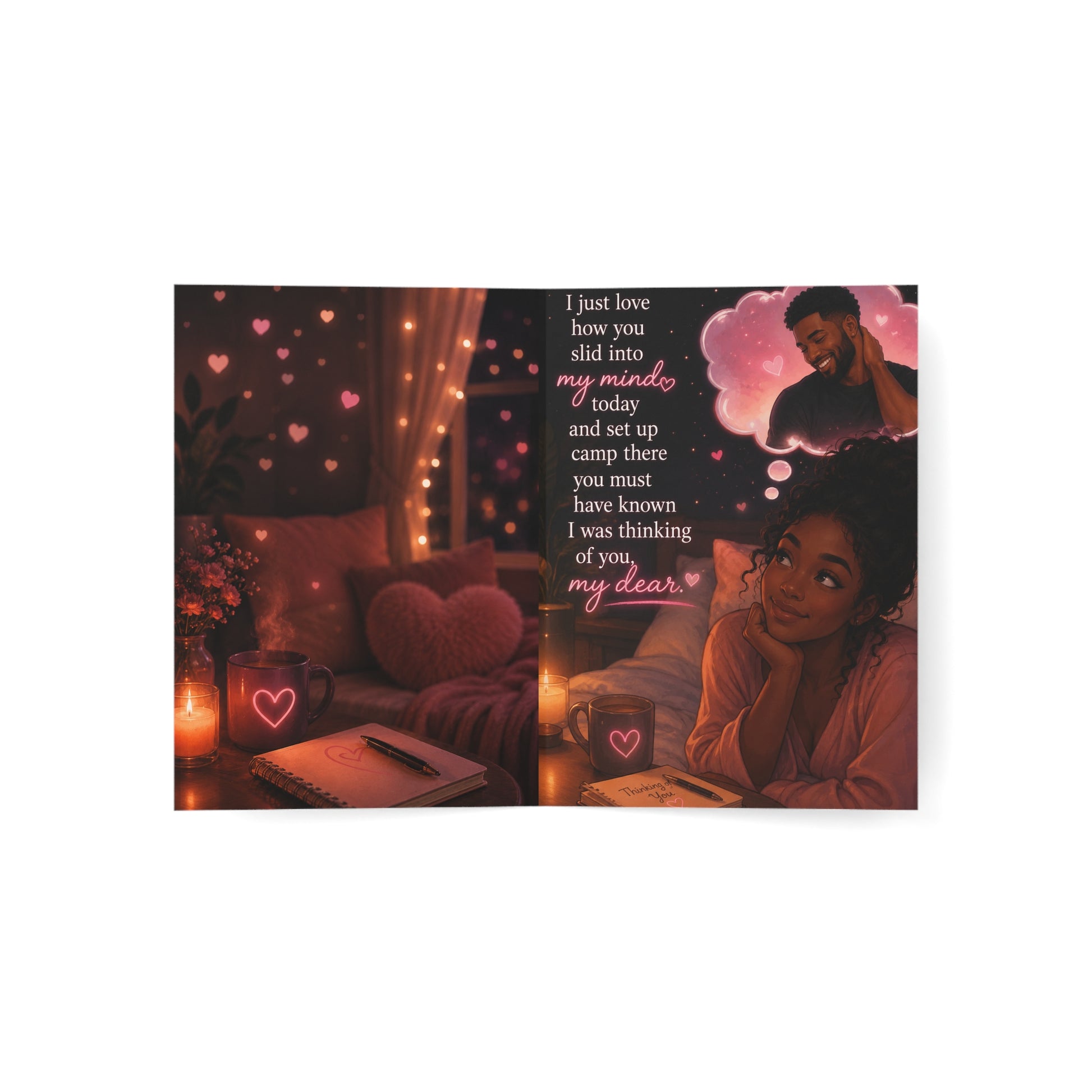 Thinking of You Greeting Card — Romantic 'Thinking of You, My Dear' Note (1/10/30/50 pcs)