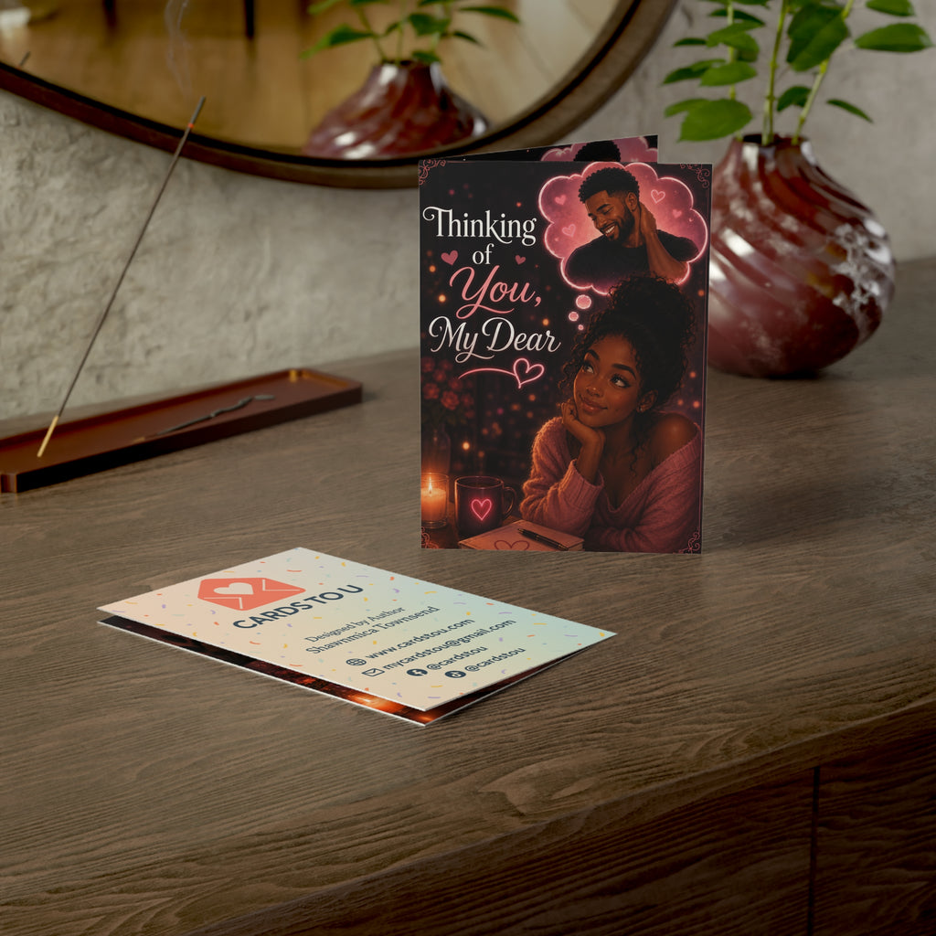 Thinking of You Greeting Card — Romantic 'Thinking of You, My Dear' Note (1/10/30/50 pcs)