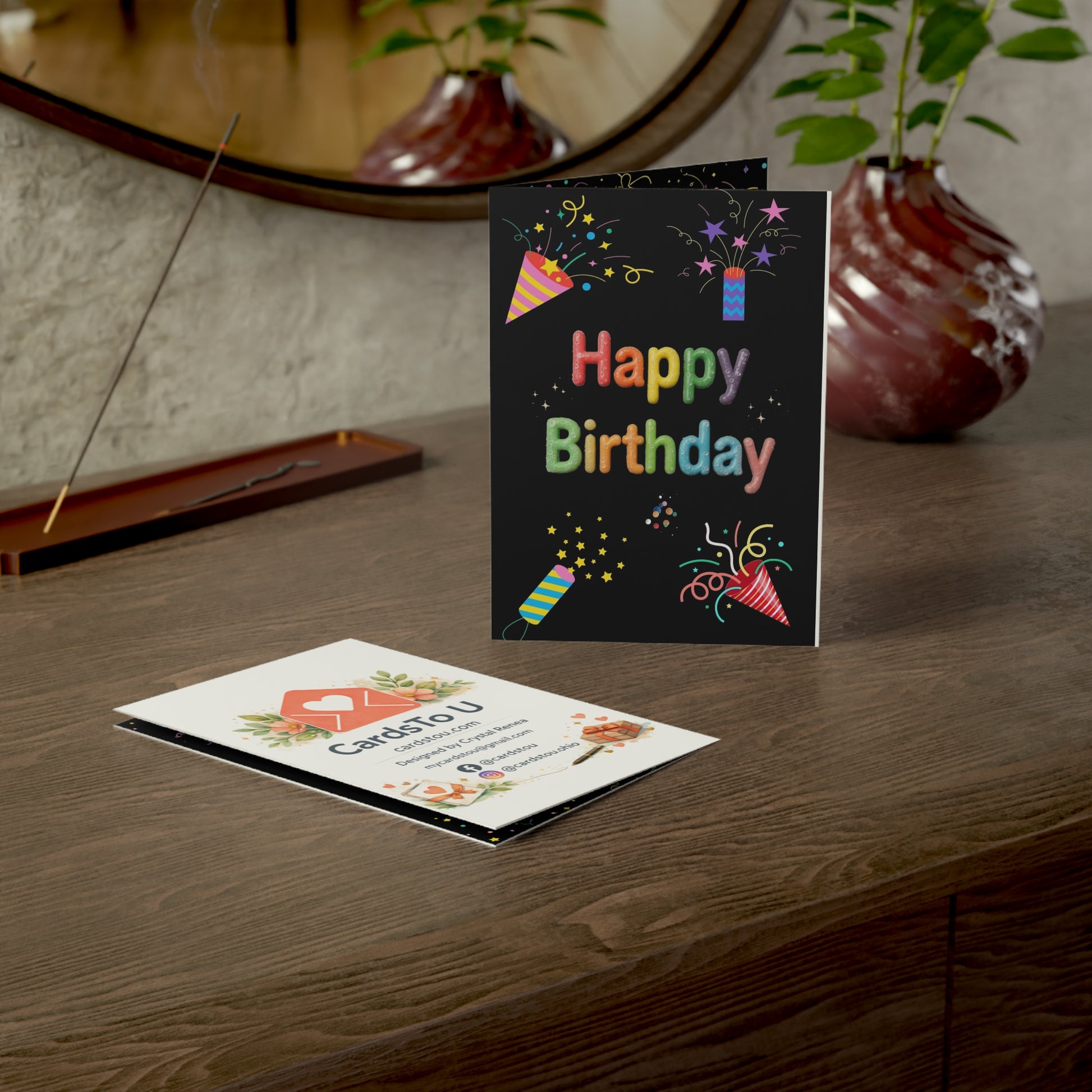 Happy Birthday Confetti Greeting Card — Colorful Party Design (Single or Bulk Packs)