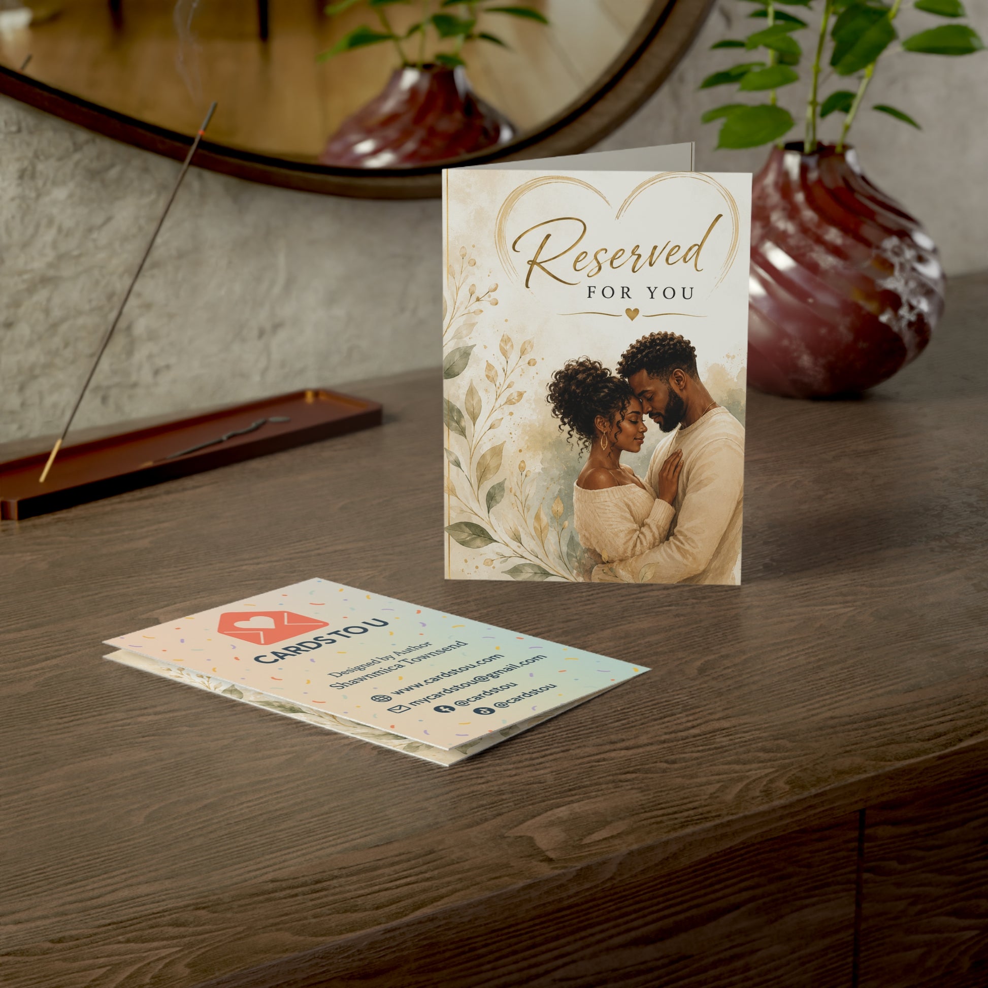 Reserved for You Greeting Card — Romantic Couple Blank Note (Pack of 1, 10, 30, 50)