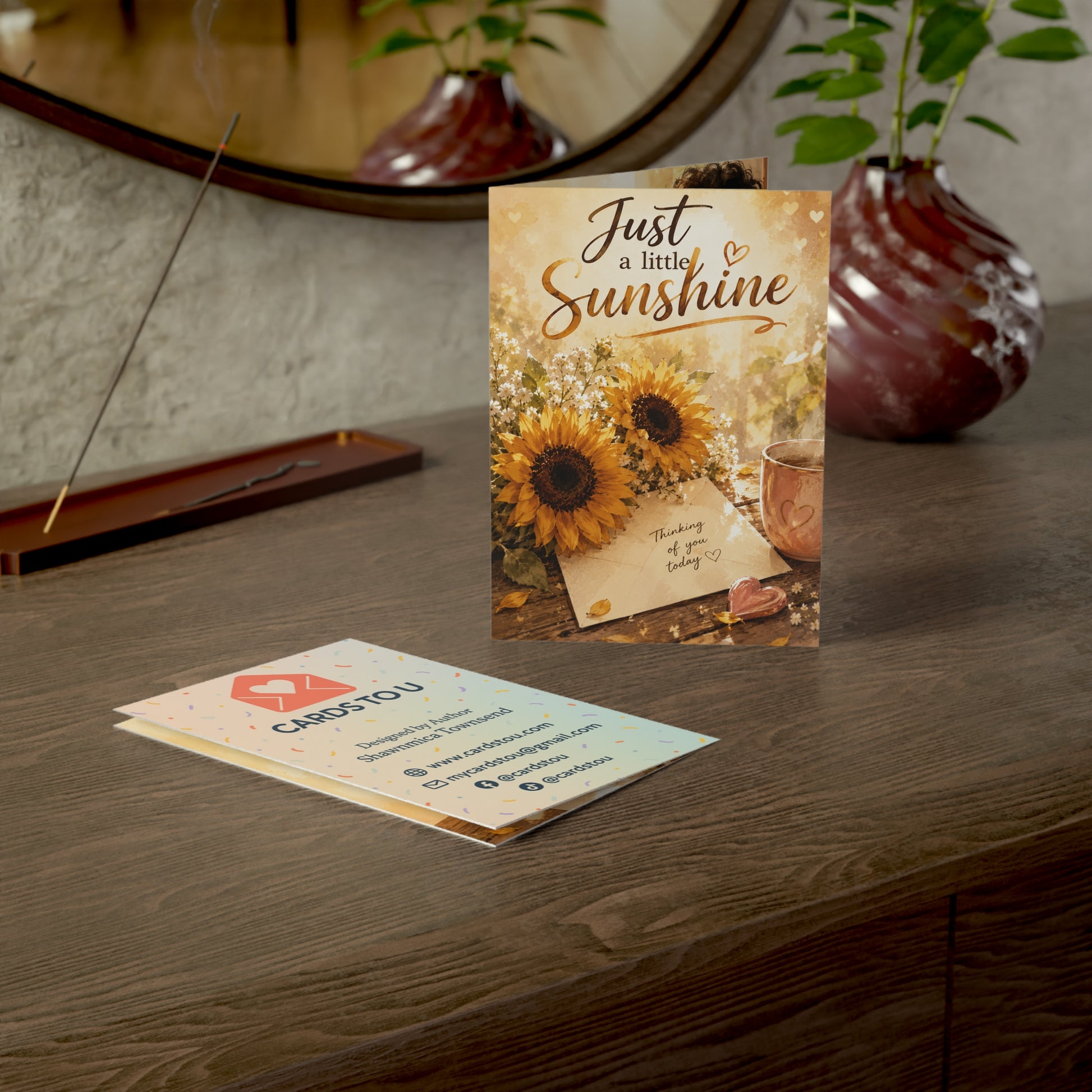 Just a Little Sunshine Greeting Cards — Thinking of You Sunflower Card (Pack of 1, 10, 30, 50)
