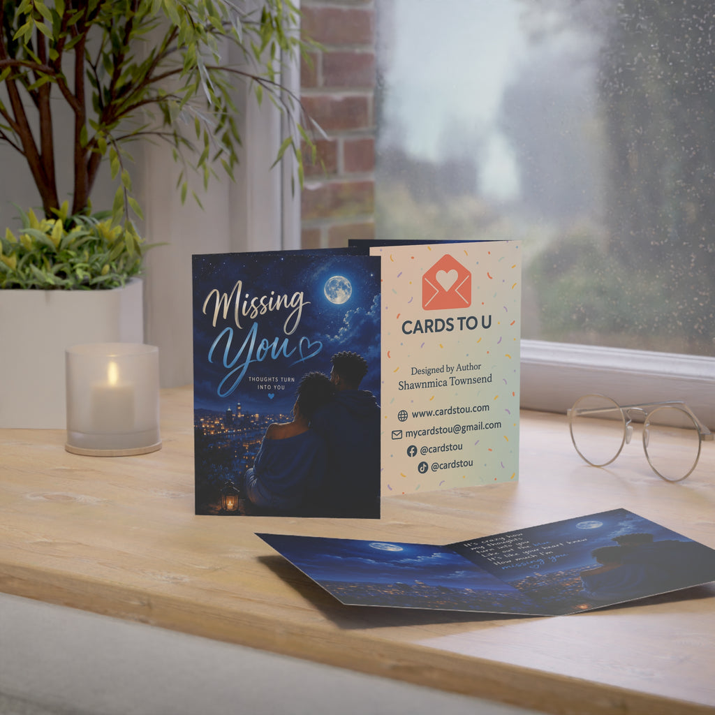 Missing You Greeting Card — Romantic Long-Distance Card (1, 10, 30, 50 pcs)