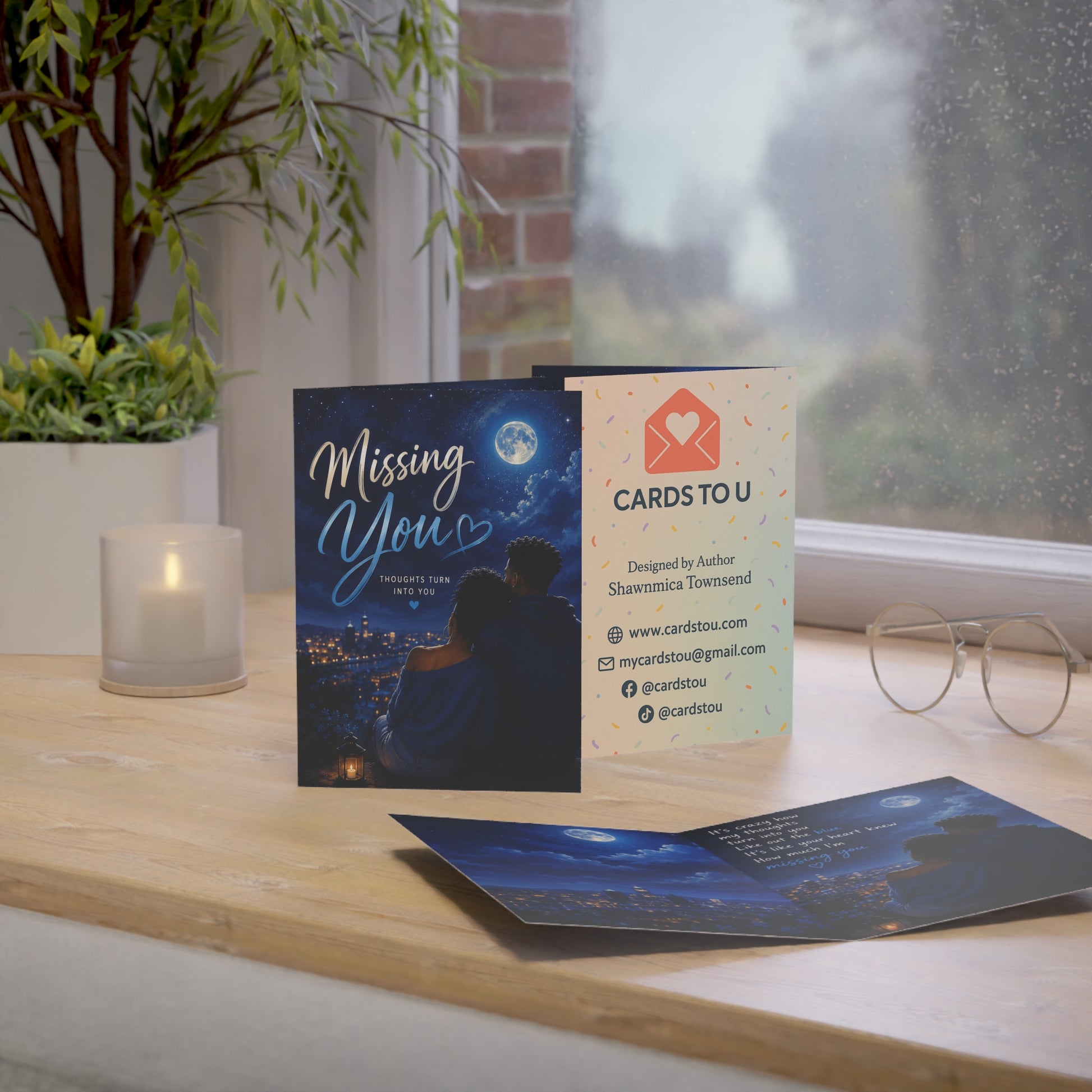 Missing You Greeting Card — Romantic Long-Distance Card (1, 10, 30, 50 pcs)