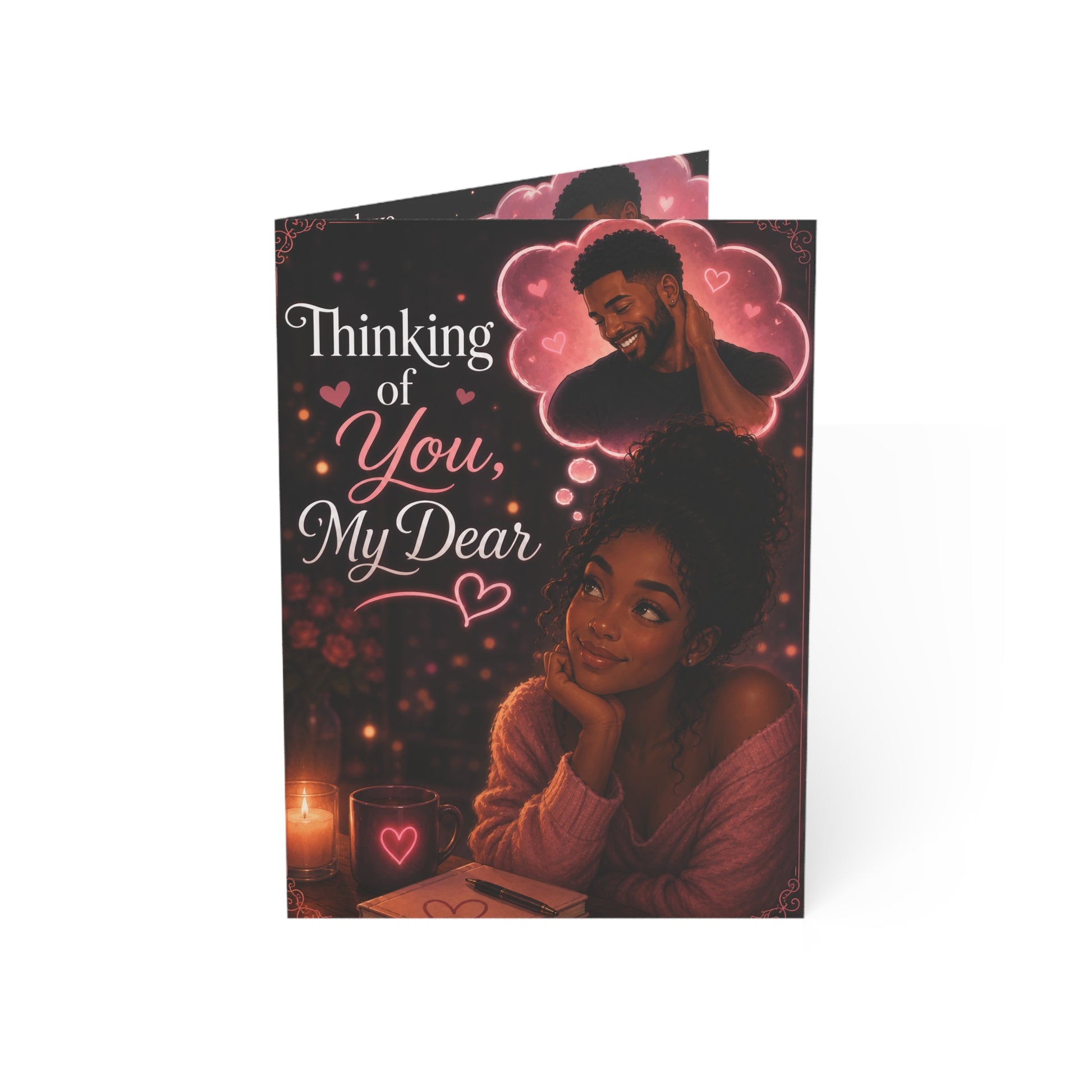 Thinking of You Greeting Card — Romantic 'Thinking of You, My Dear' Note (1/10/30/50 pcs)
