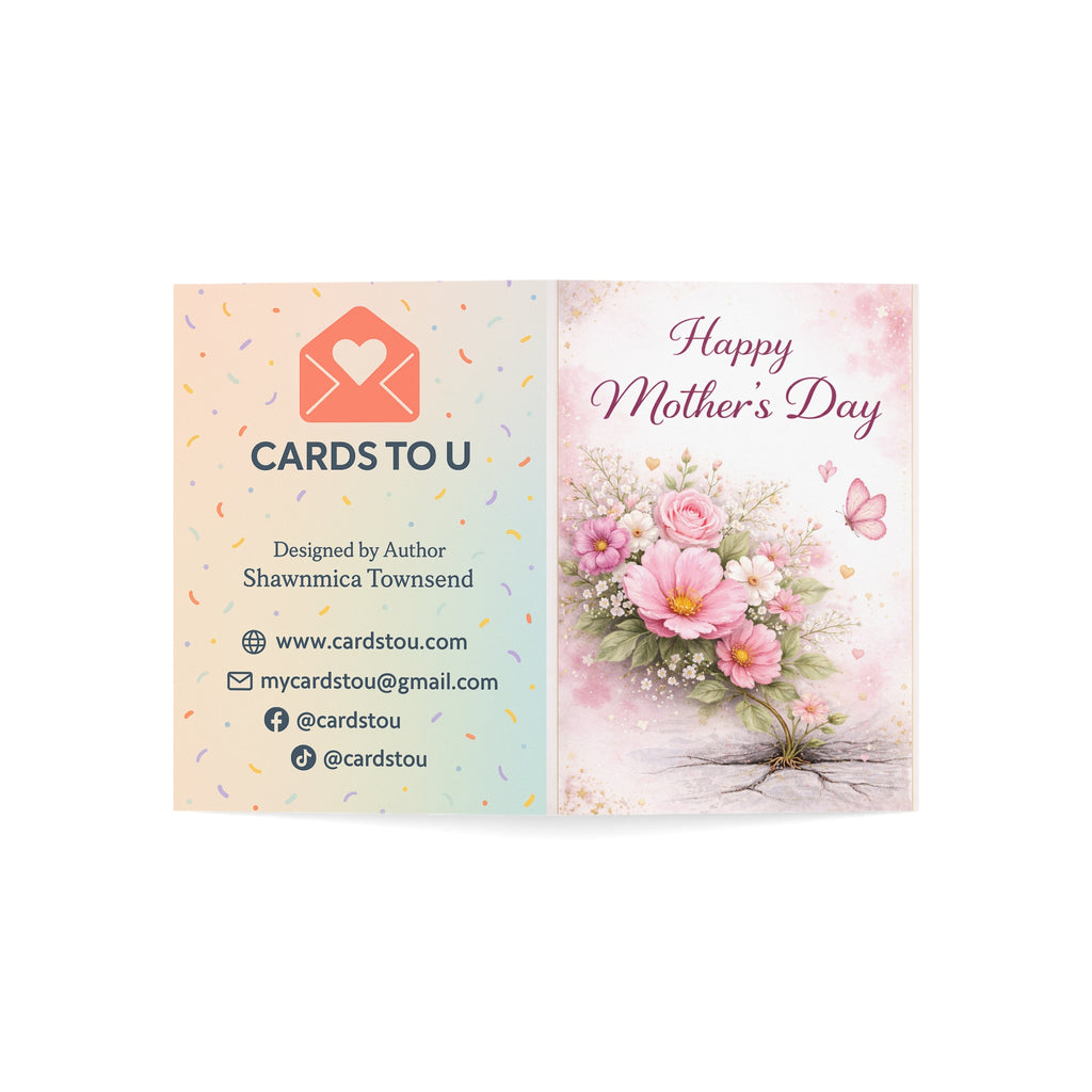 Mother's Day Greeting Cards – Pink Floral 'Happy Mother's Day' Pack (1/10/30/50 pcs)
