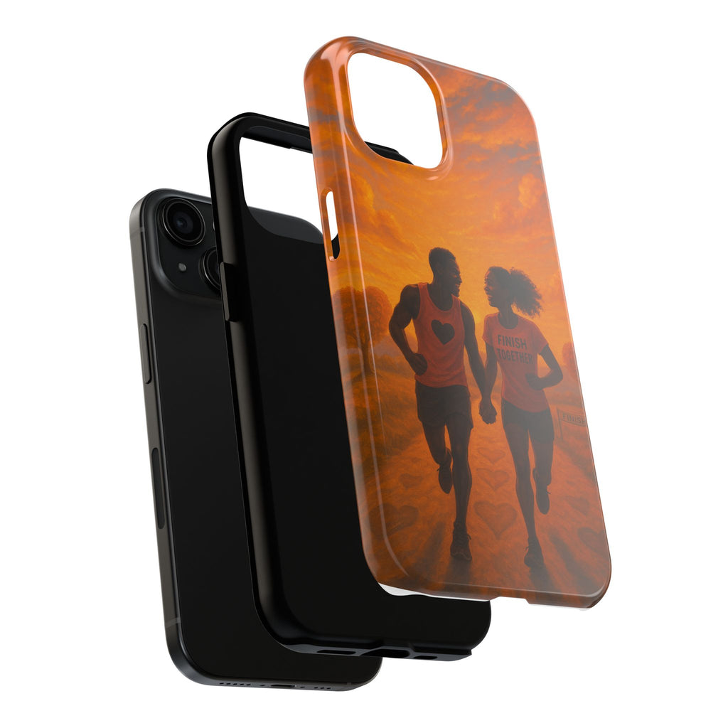 Couples Running Phone Case, Tough Phone Cover, Sports Gift for Her, Motivational Case for Active Life, Runner's Phone Protector