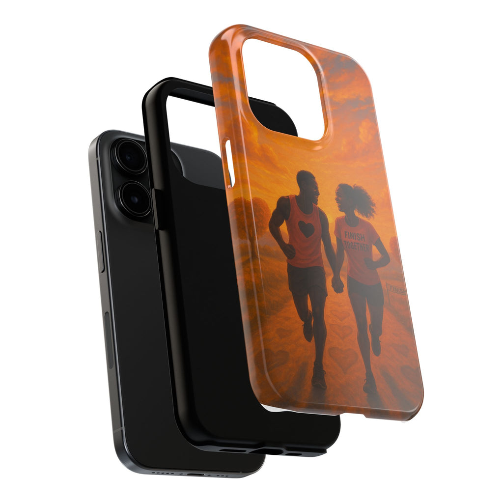 Couples Running Phone Case, Tough Phone Cover, Sports Gift for Her, Motivational Case for Active Life, Runner's Phone Protector