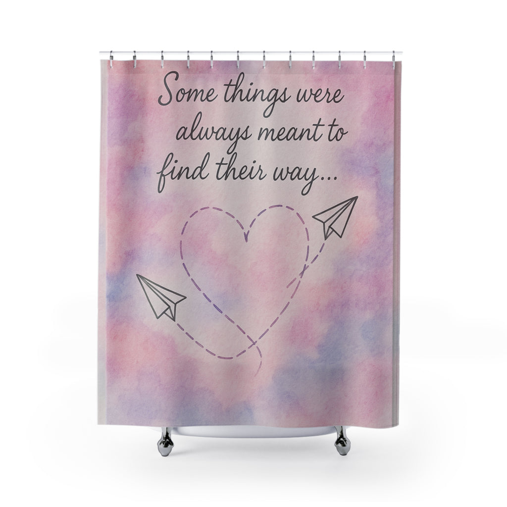 Romantic Shower Curtain with Love Quote, Decor for Bathroom, Wedding Gift, Gift for Couples, Heart and Arrow Design