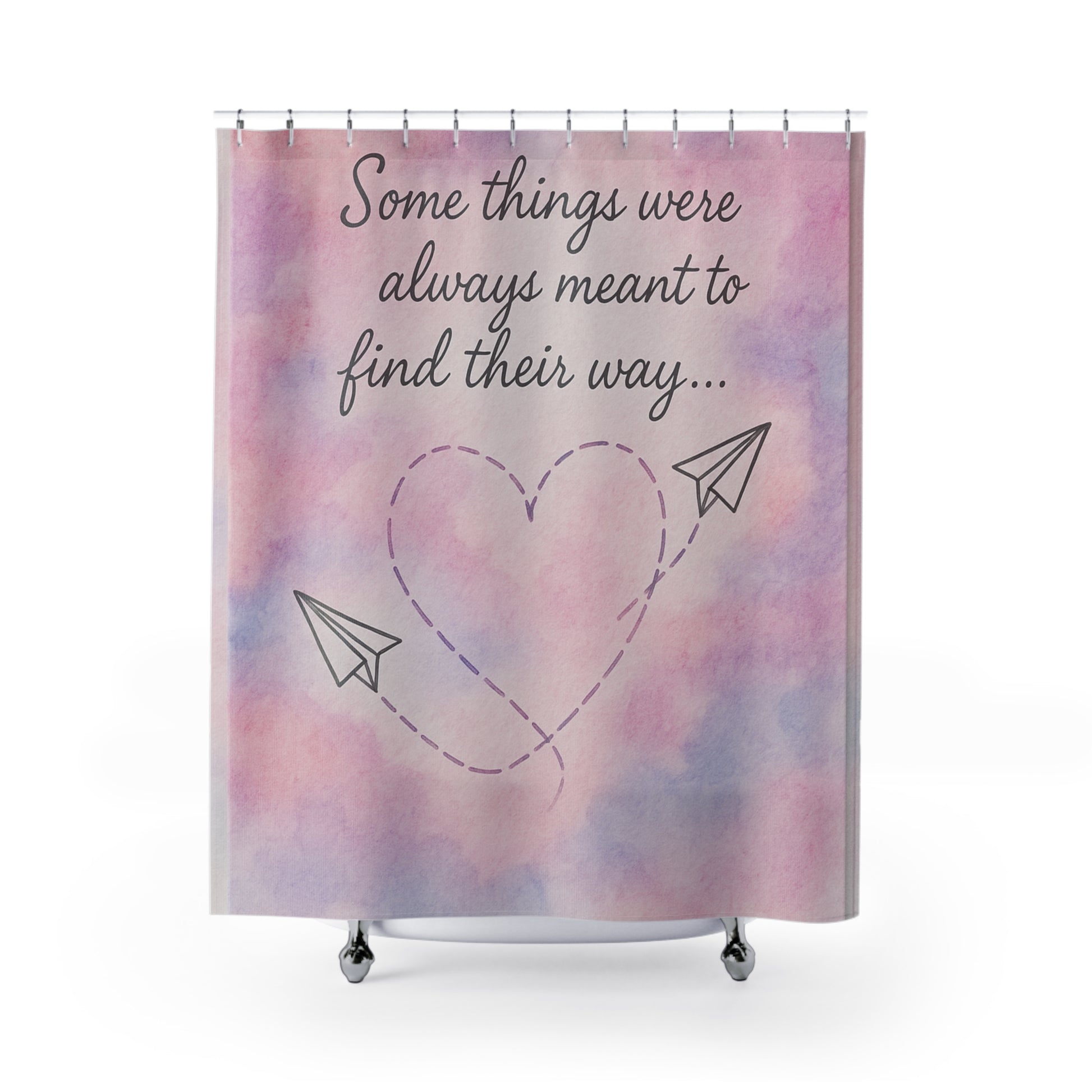 Romantic Shower Curtain with Love Quote, Decor for Bathroom, Wedding Gift, Gift for Couples, Heart and Arrow Design