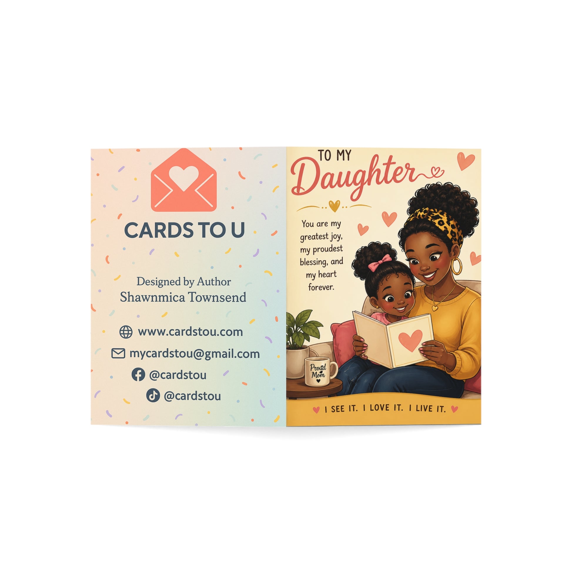 To My Daughter Greeting Card — Heartfelt Mother-Daughter Love Card (Single or Pack of 10/30/50)