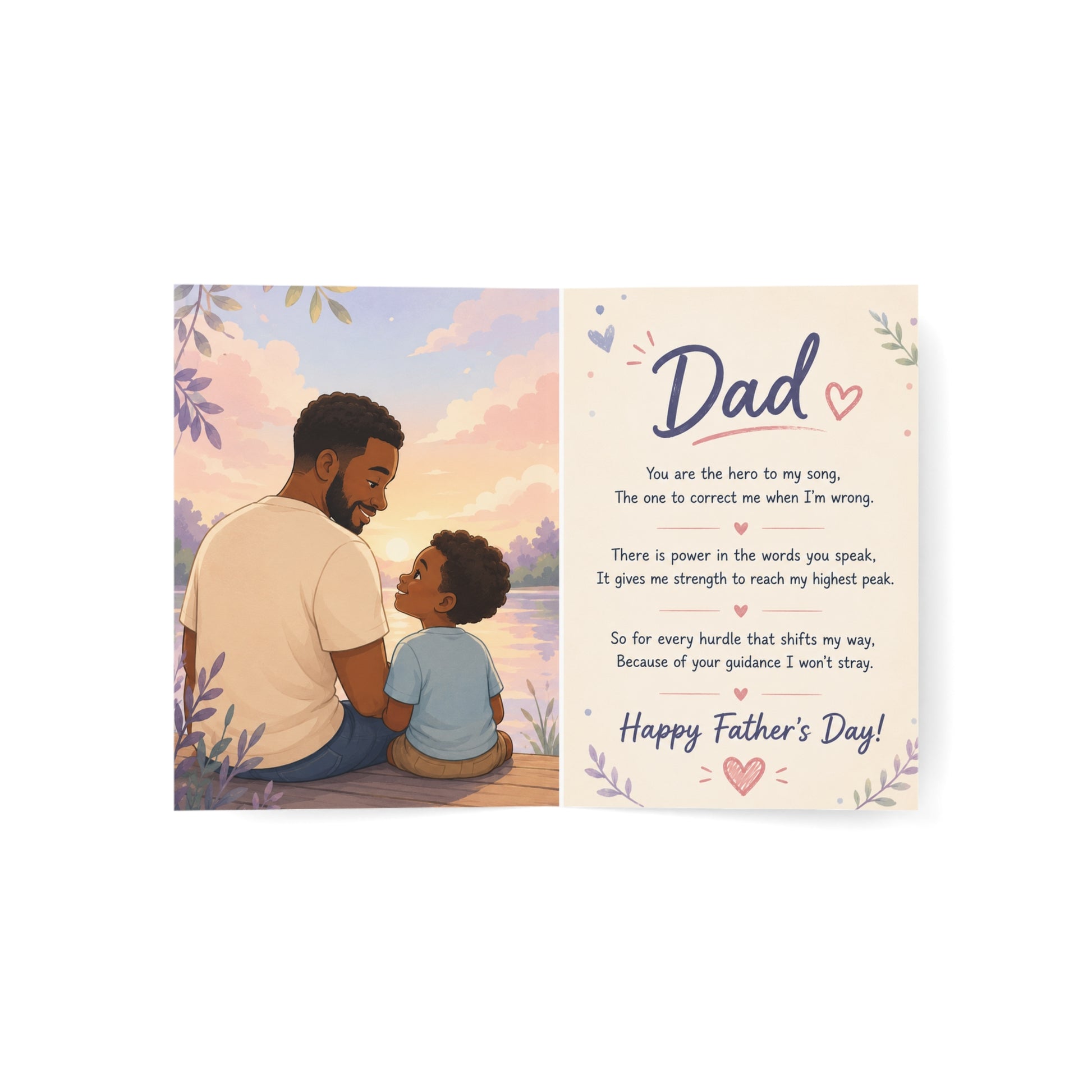 Father's Day Greeting Card — 'Happy Father's Day' Illustrated Dad & Son Card (Pack of 1/10/30/50)