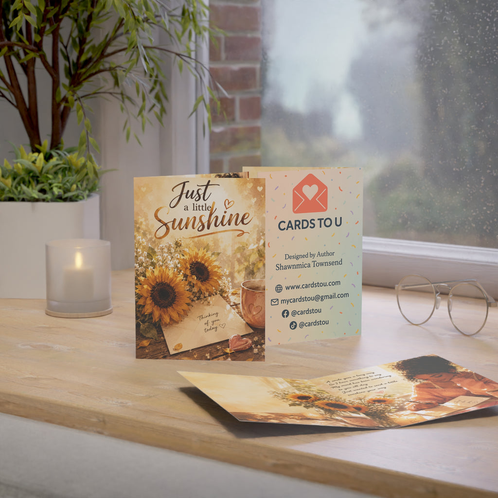 Just a Little Sunshine Greeting Cards — Thinking of You Sunflower Card (Pack of 1, 10, 30, 50)