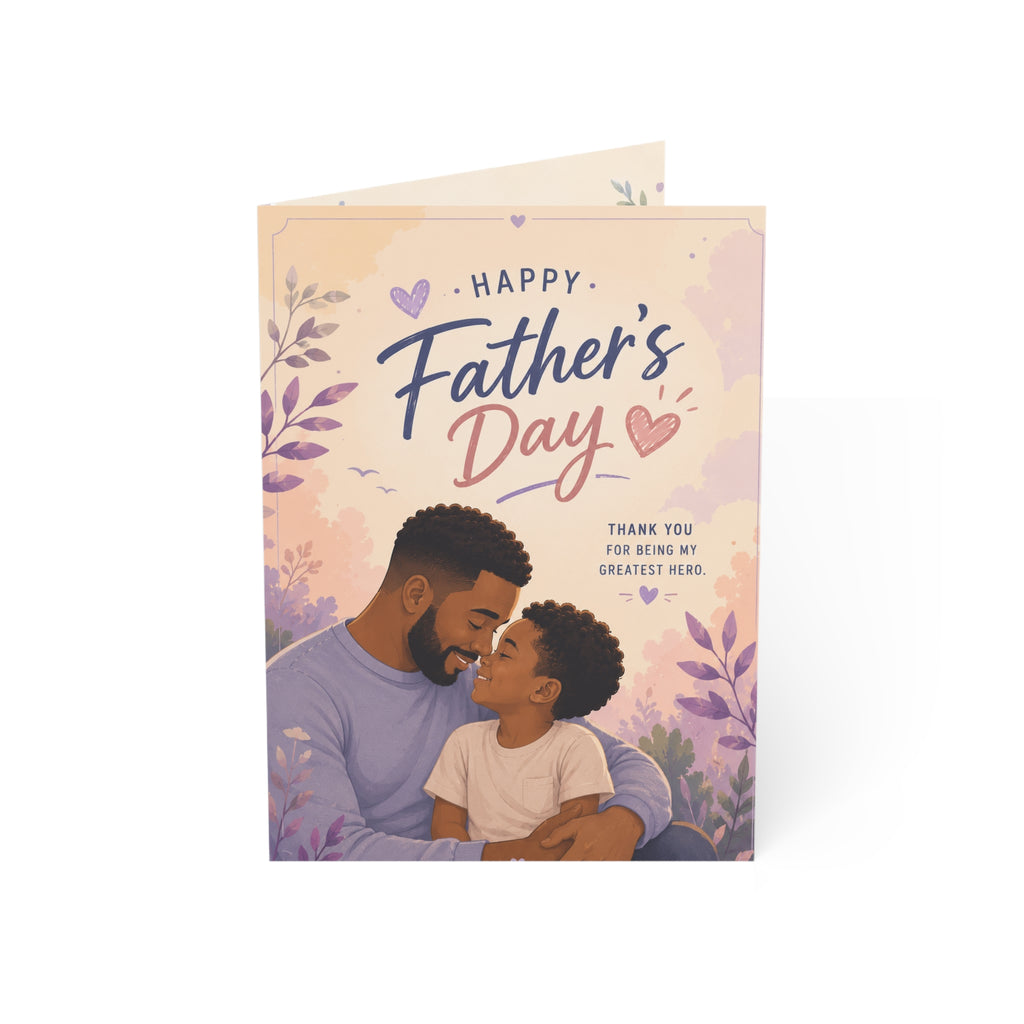 Father's Day Greeting Card — 'Happy Father's Day' Illustrated Dad & Son Card (Pack of 1/10/30/50)