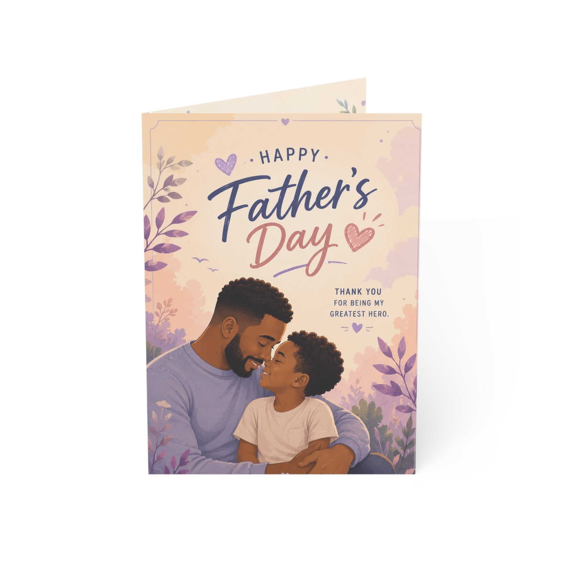 Father's Day Greeting Card — 'Happy Father's Day' Illustrated Dad & Son Card (Pack of 1/10/30/50)