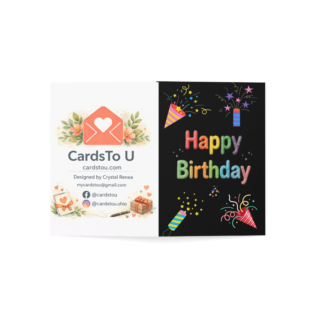 Happy Birthday Confetti Greeting Card — Colorful Party Design (Single or Bulk Packs)
