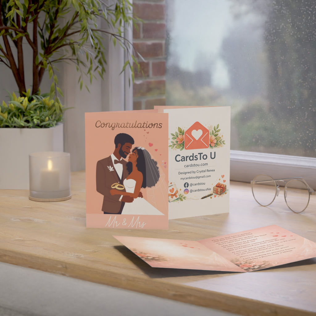 Wedding Congratulations Greeting Card – 'Congratulations Mr & Mrs' (Single or Bulk Packs)