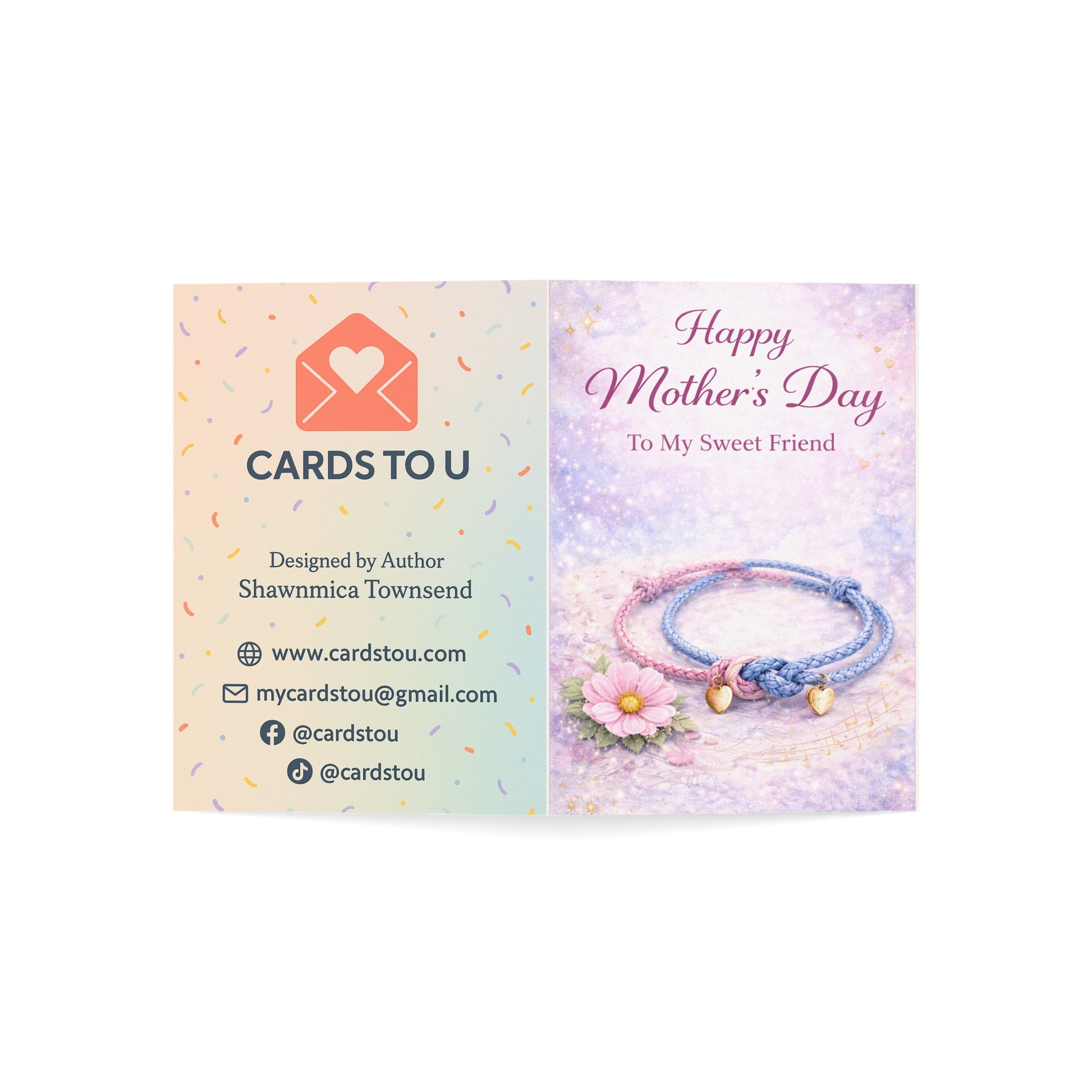 Mother’s Day Greeting Card — "Happy Mother's Day To My Sweet Friend" (1/10/30/50 pcs)