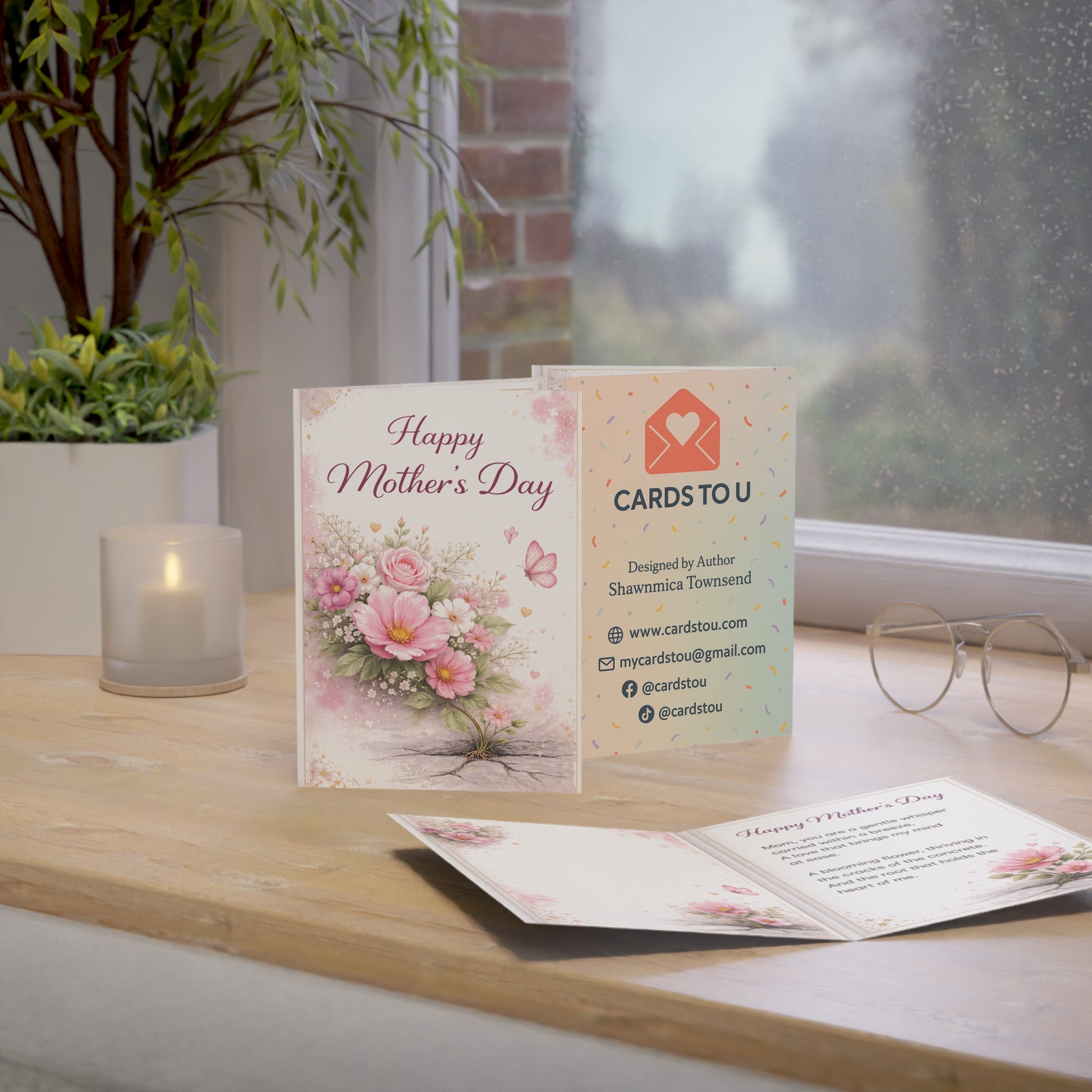 Mother's Day Greeting Cards – Pink Floral 'Happy Mother's Day' Pack (1/10/30/50 pcs)