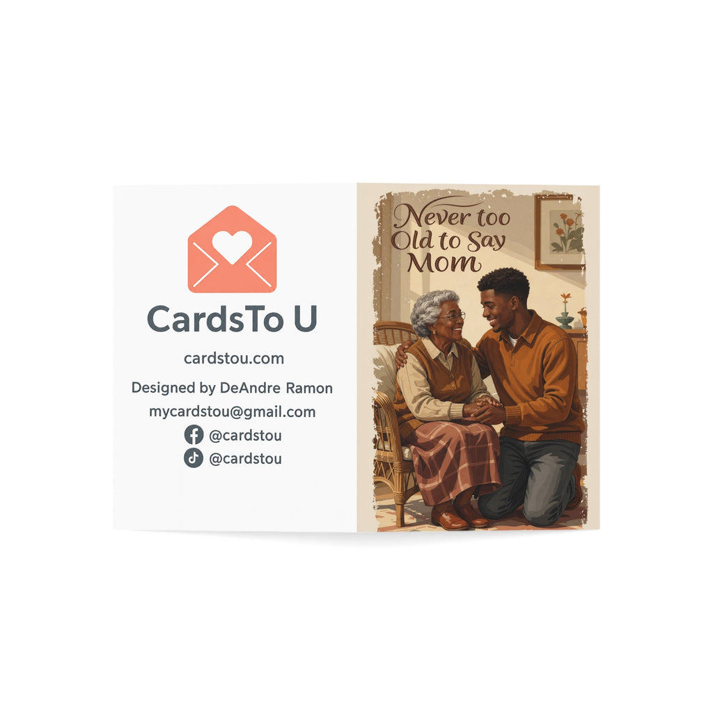 Greeting Card — "Never Too Old to Say Mom" Vintage Mother's Day Card (1/10/30/50 pcs)