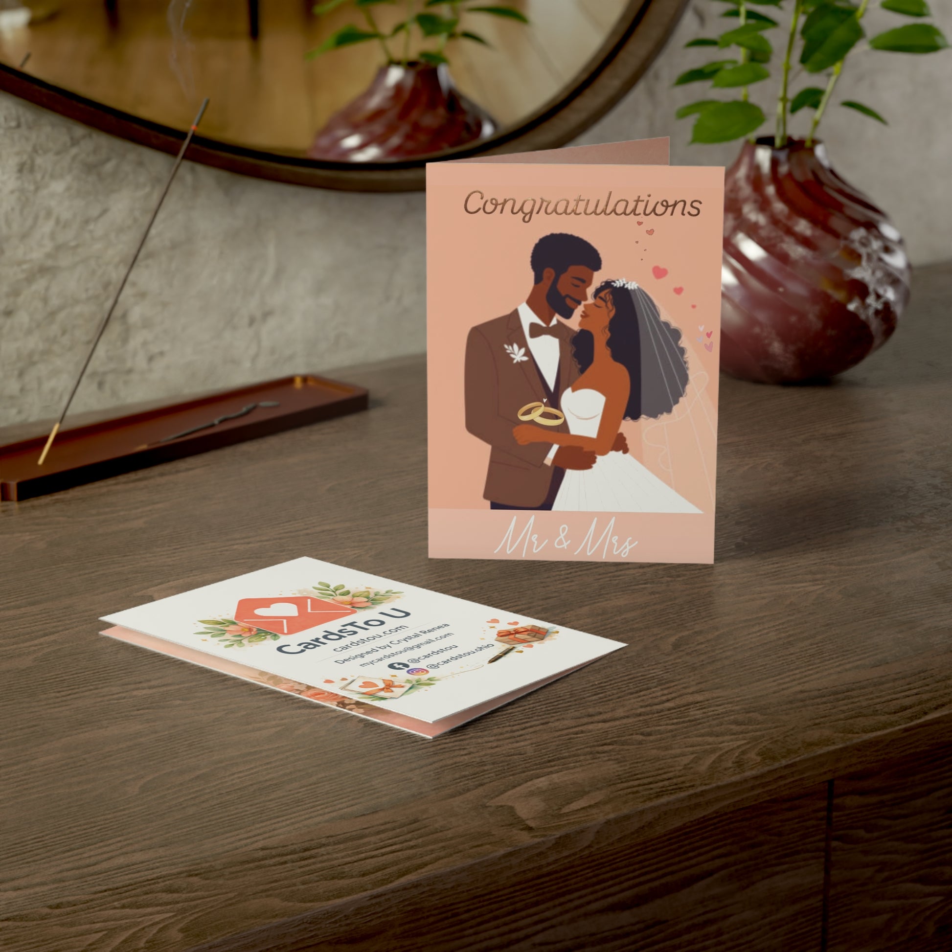 Wedding Congratulations Greeting Card – 'Congratulations Mr & Mrs' (Single or Bulk Packs)