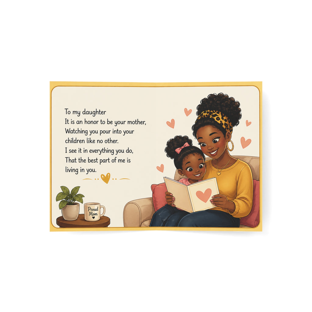 To My Daughter Greeting Card — Heartfelt Mother-Daughter Love Card (Single or Pack of 10/30/50)