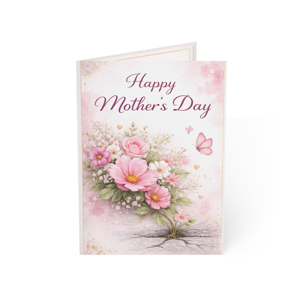 Mother's Day Greeting Cards – Pink Floral 'Happy Mother's Day' Pack (1/10/30/50 pcs)